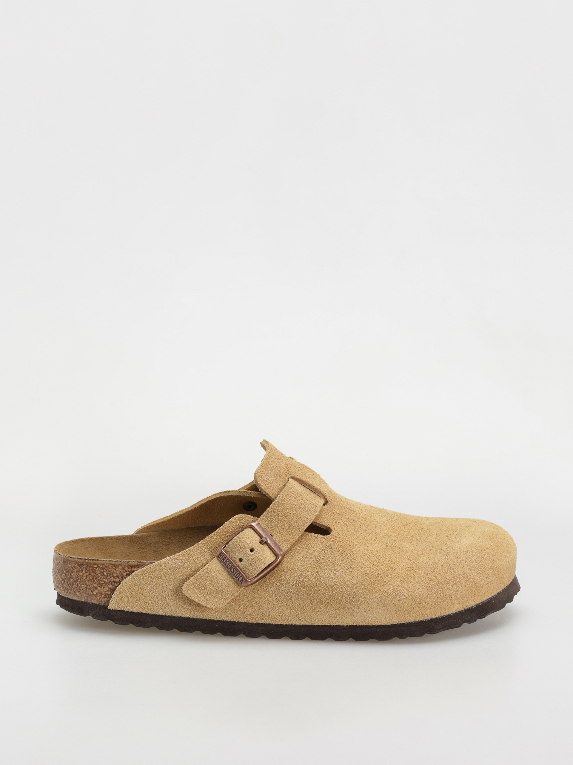 Birkenstock Boston Suede Leather Regular Flip-flops (latte cream)