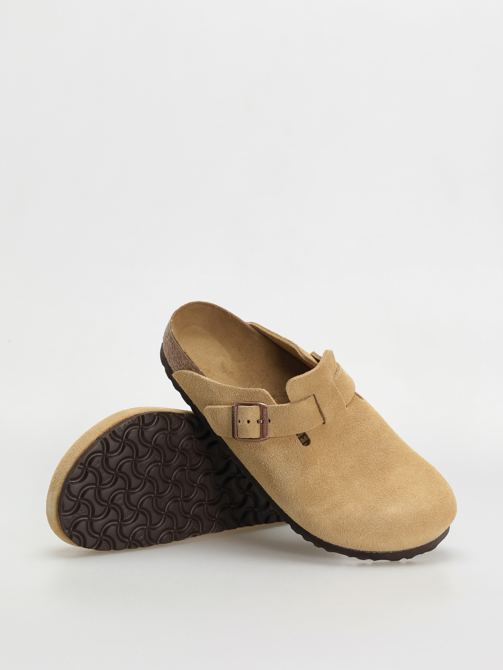 Birkenstock Boston Suede Leather Regular Flip-flops (latte cream)