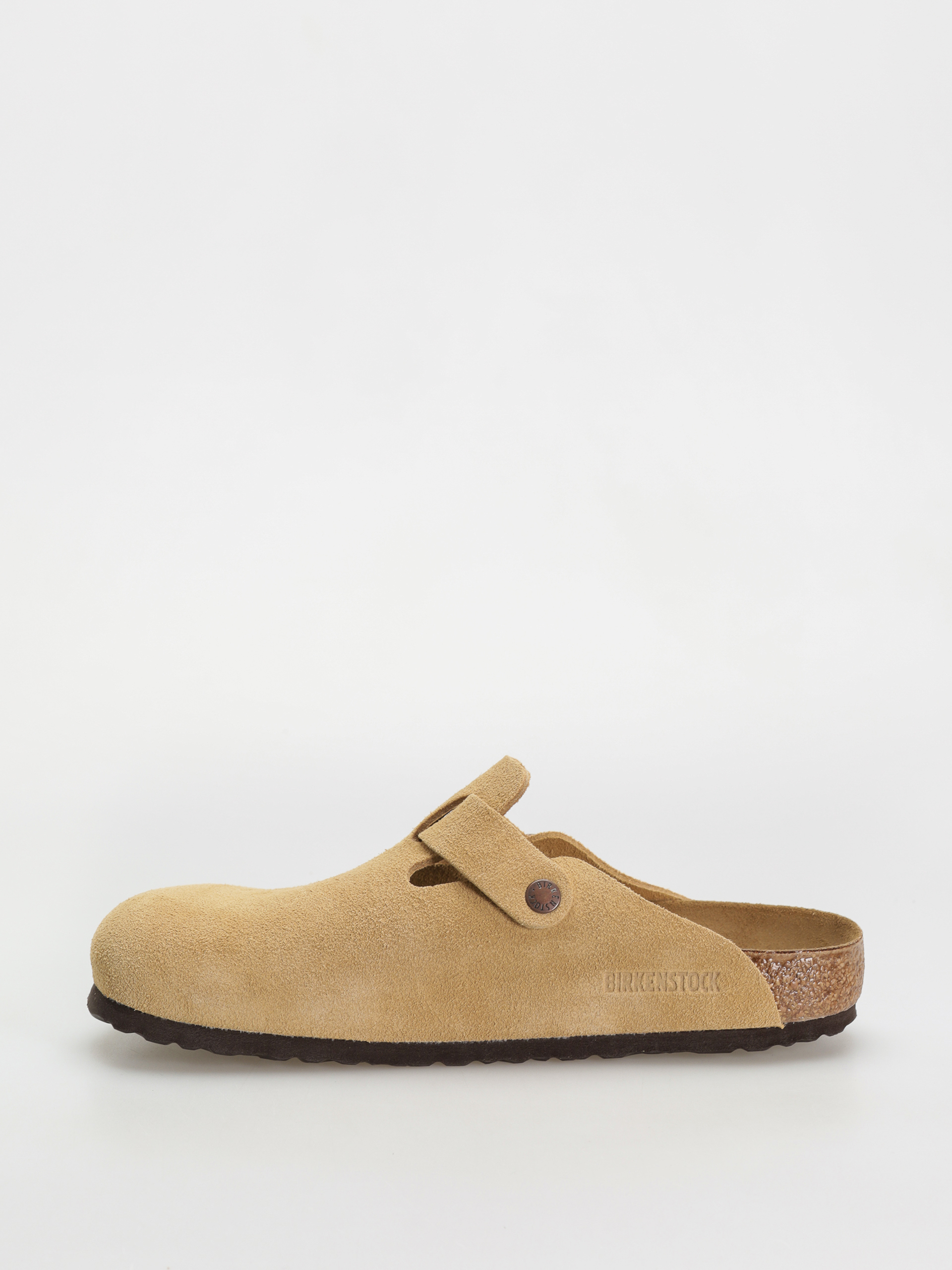 Birkenstock Boston Suede Leather Regular Flip-flops (latte cream)
