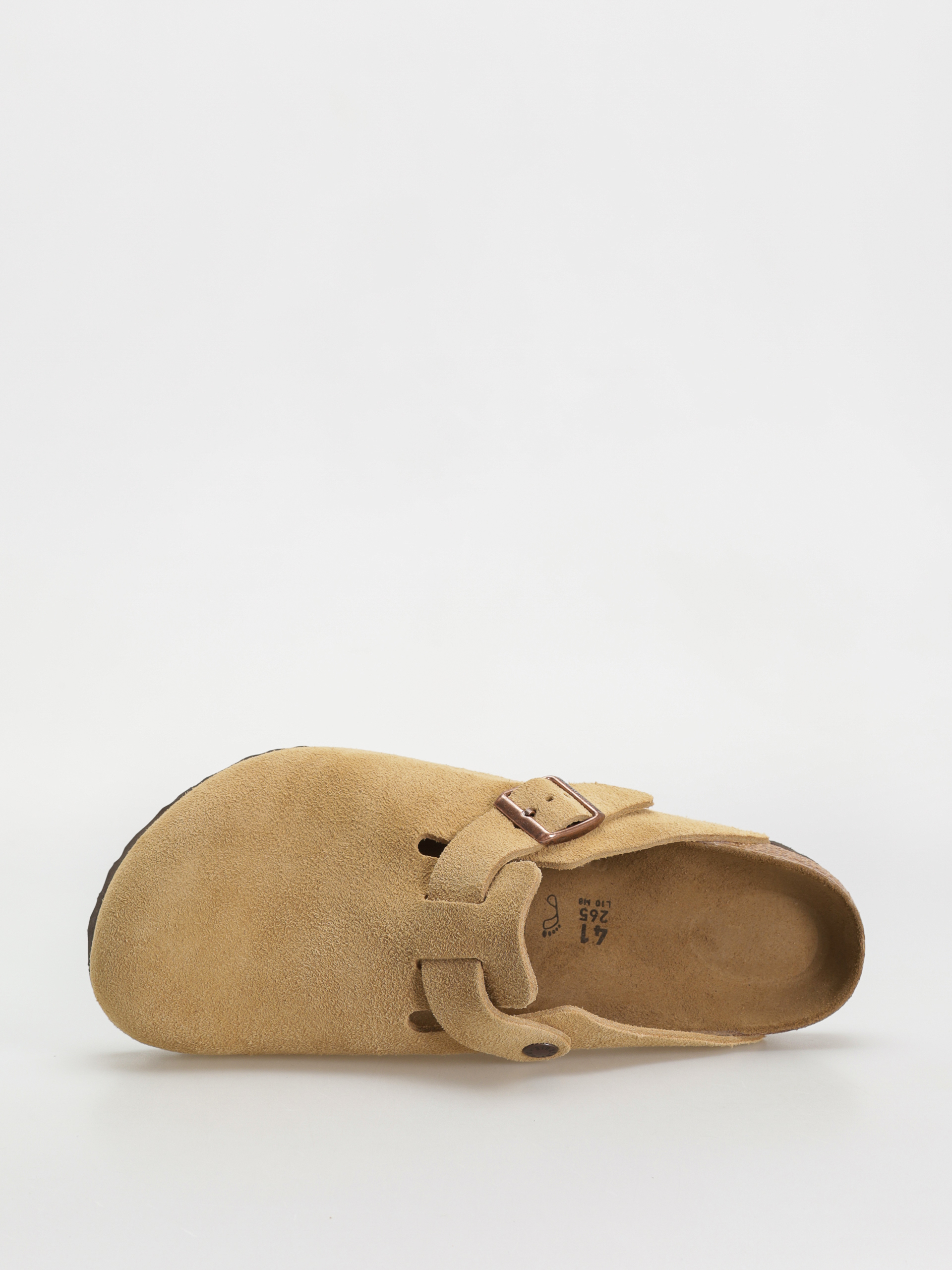 Birkenstock Boston Suede Leather Regular Flip-flops (latte cream)