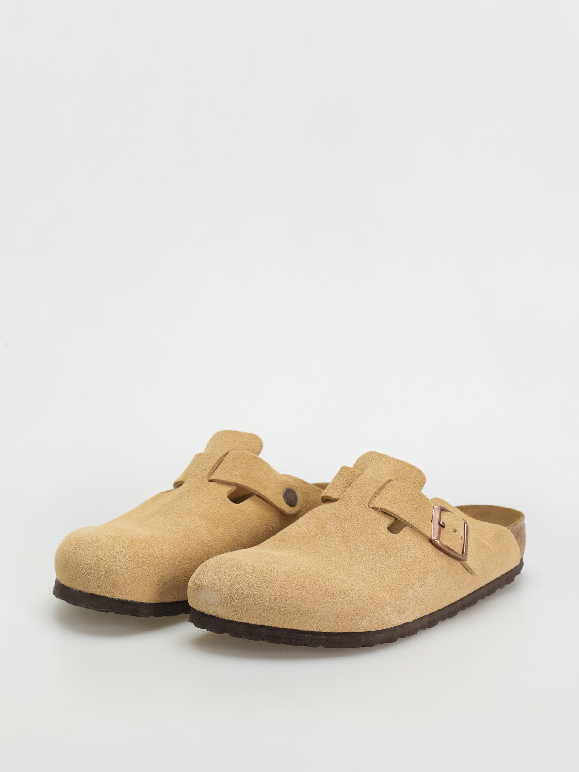 Birkenstock Boston Suede Leather Regular Flip-flops (latte cream)