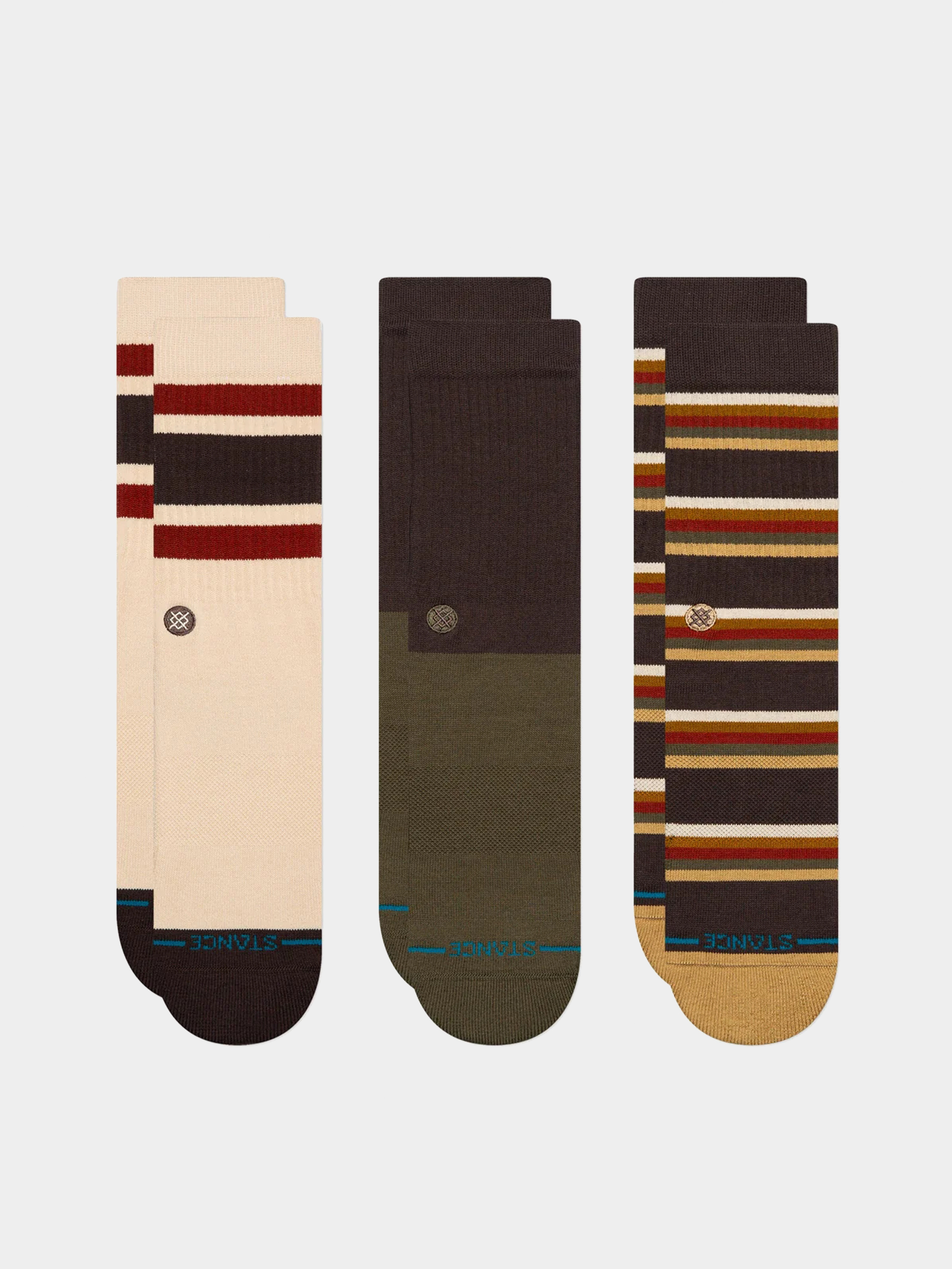 Stance Mill House 3 Pack Crew Socks (dark brown)