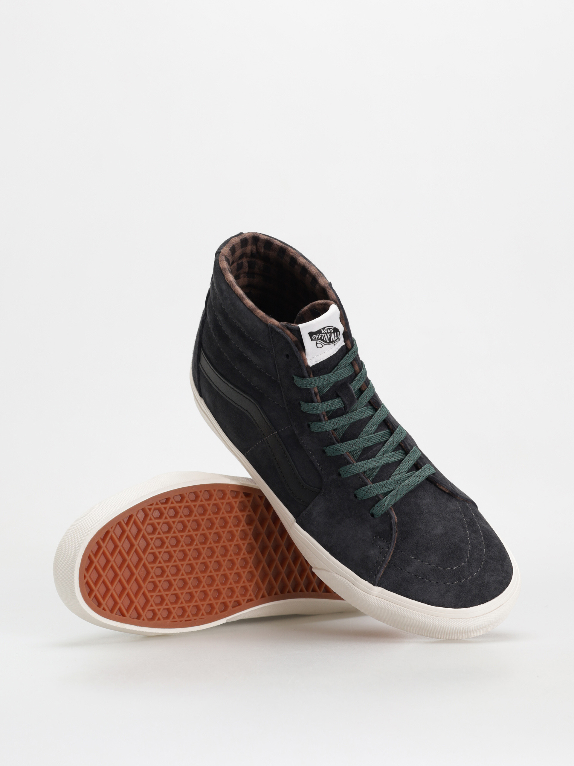 Vans Sk8 Hi Shoes (pig suede plaid gray/black)