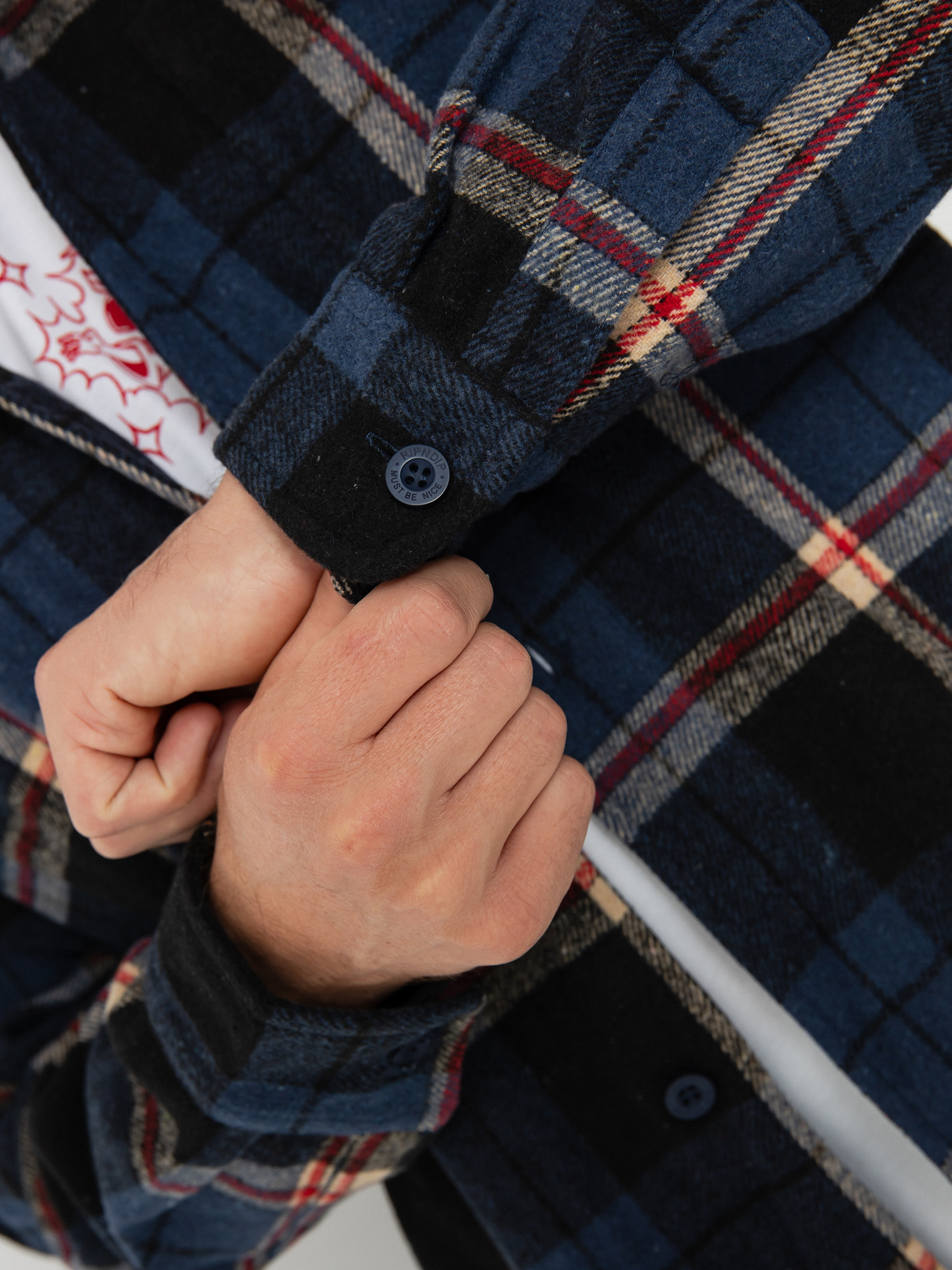 RipNDip Shirt Robo Button Up Flannel (navy)