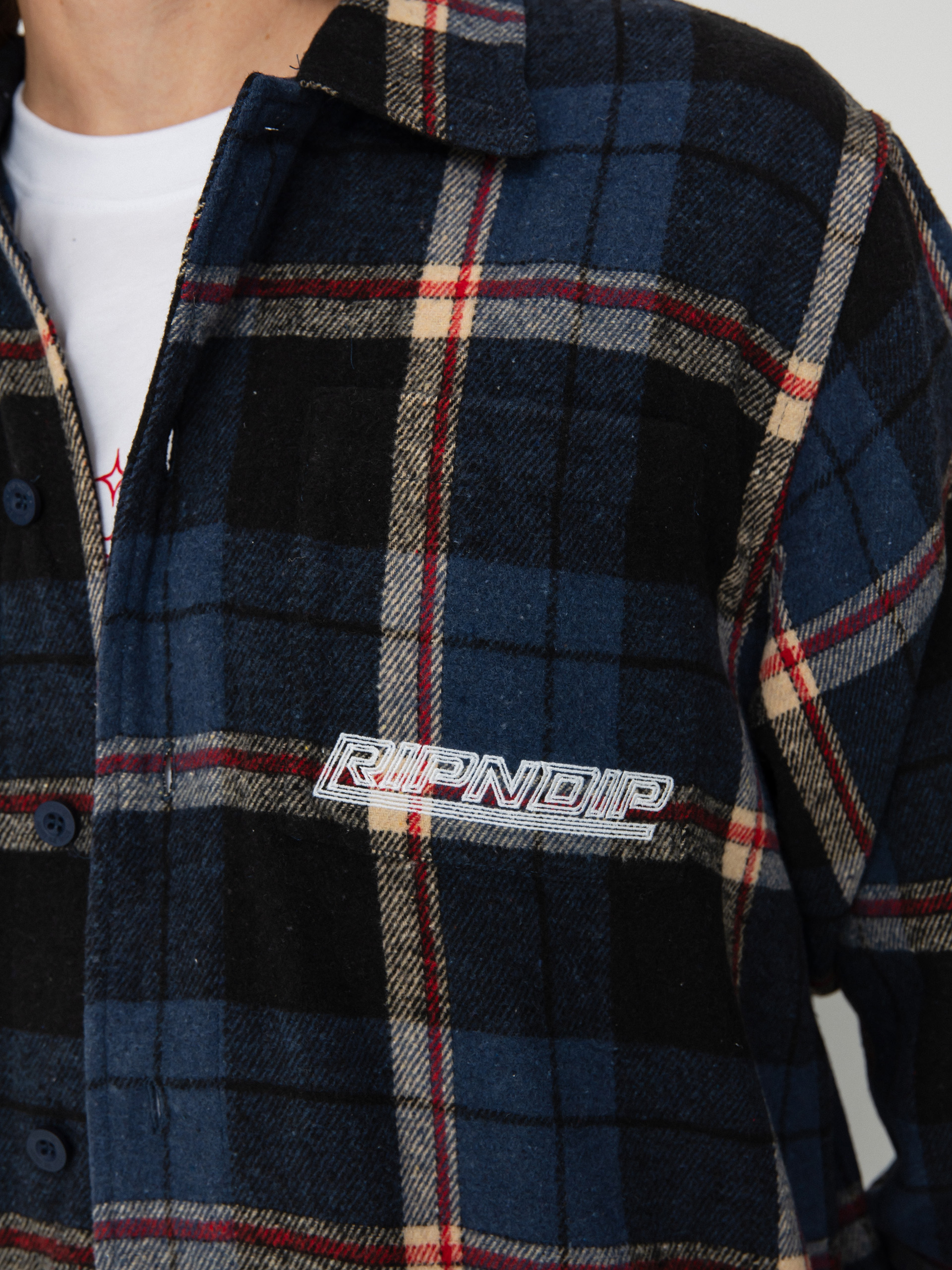 RipNDip Shirt Robo Button Up Flannel (navy)