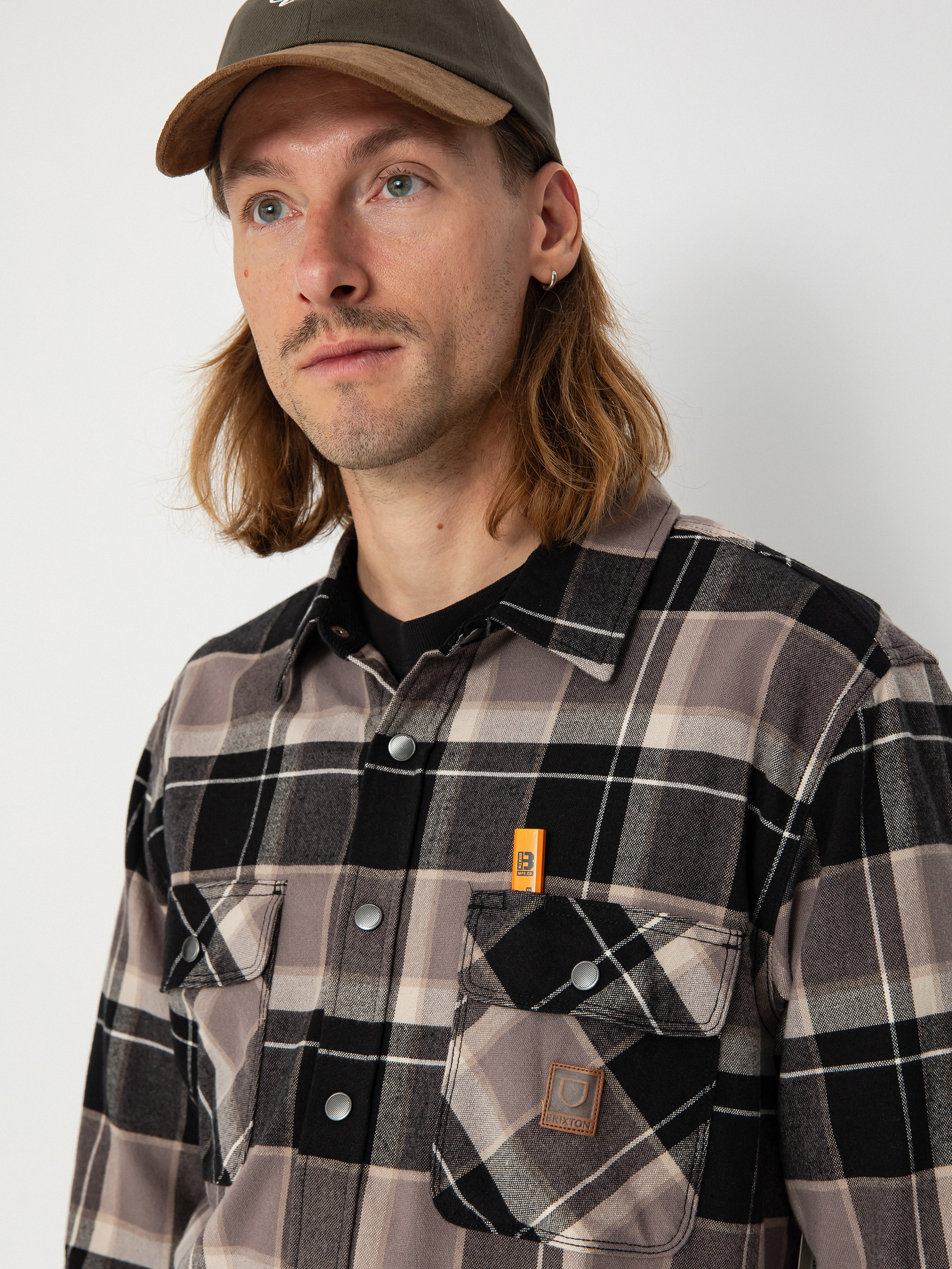 Brixton Hemd Builders Bowery Str Wr Ls (black/charcoal/beige)