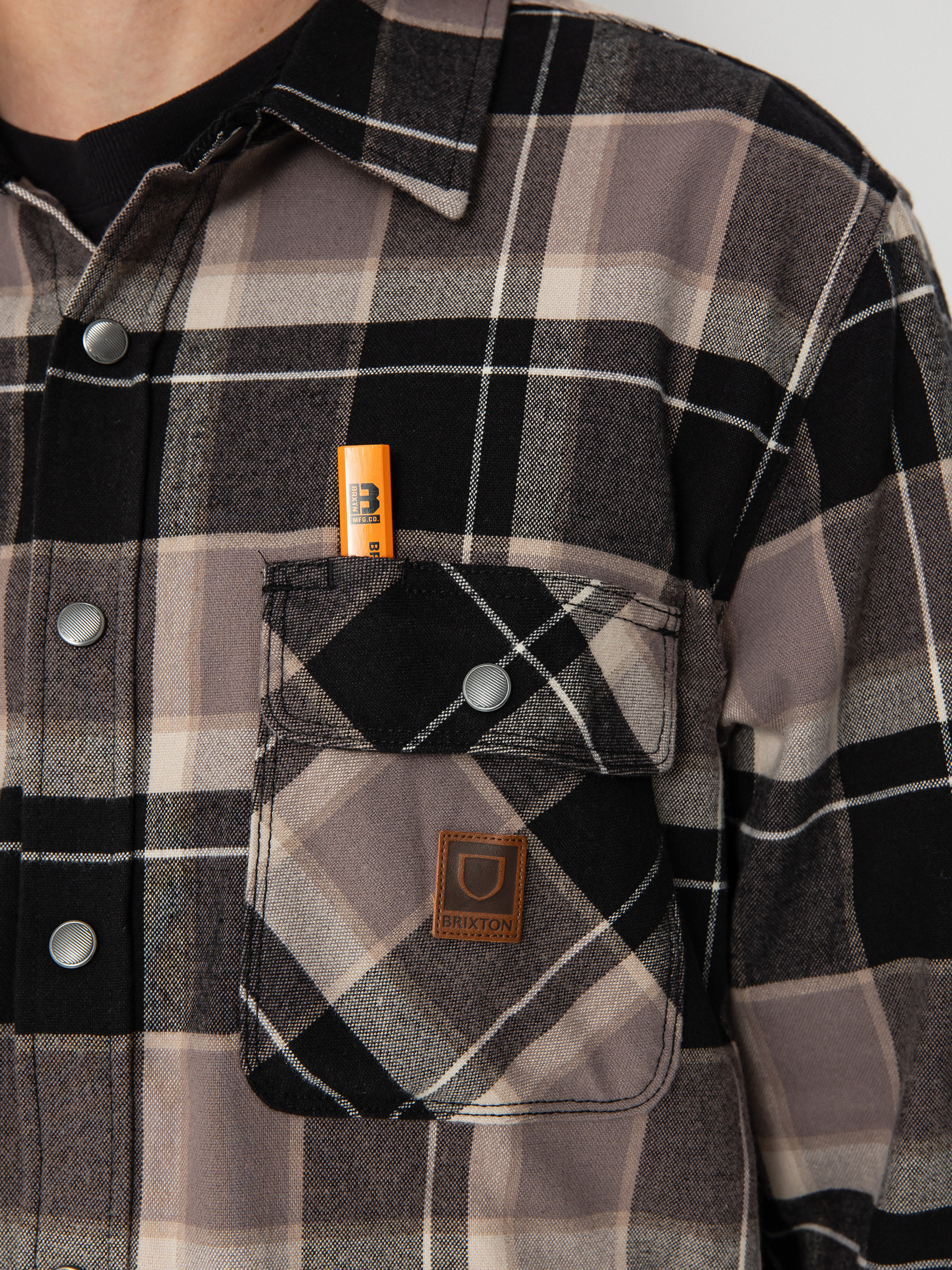 Brixton Shirt Builders Bowery Str Wr Ls (black/charcoal/beige)