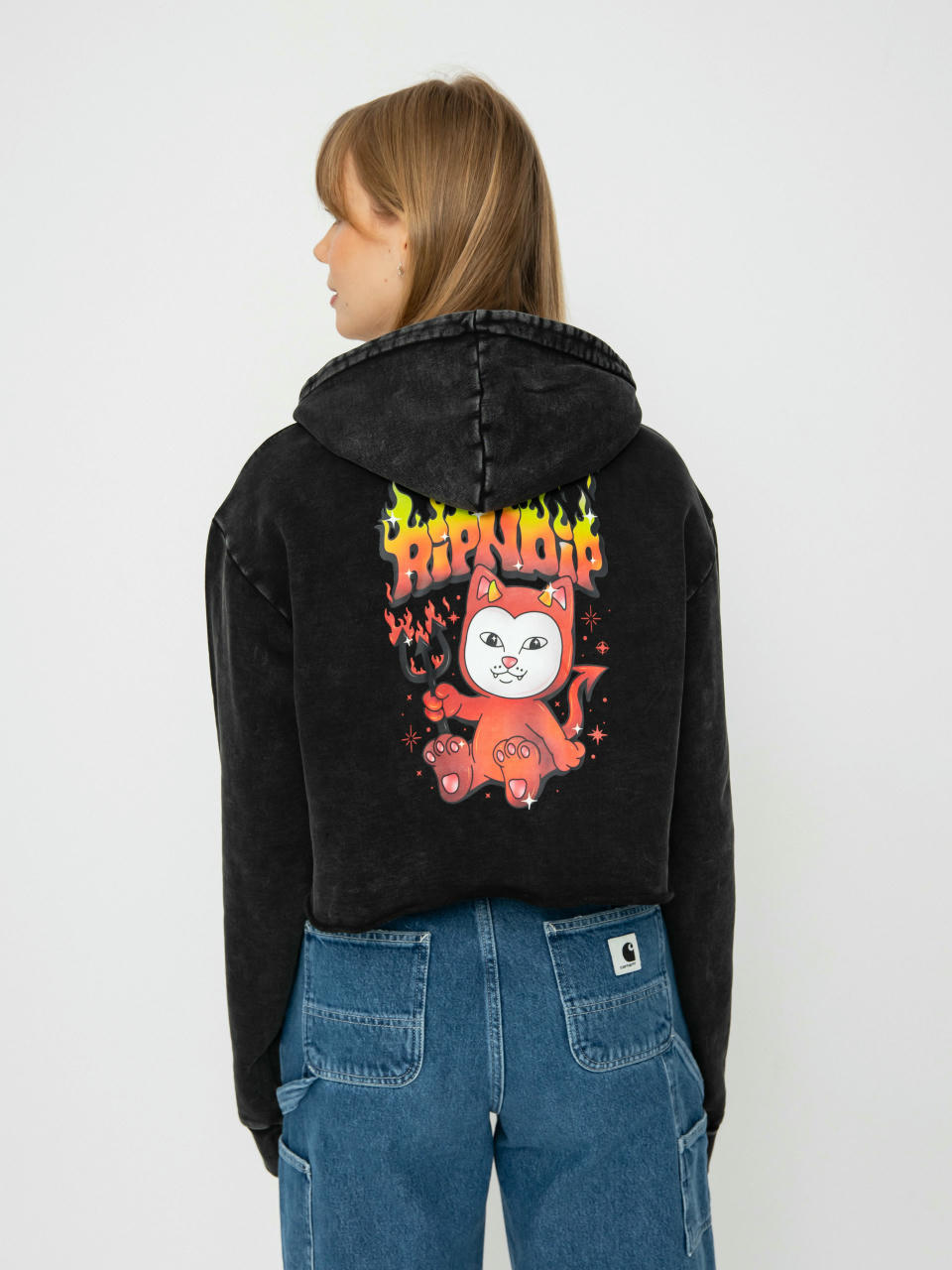 RipNDip Hoodie Scary Cute Cropped HD (black wash)