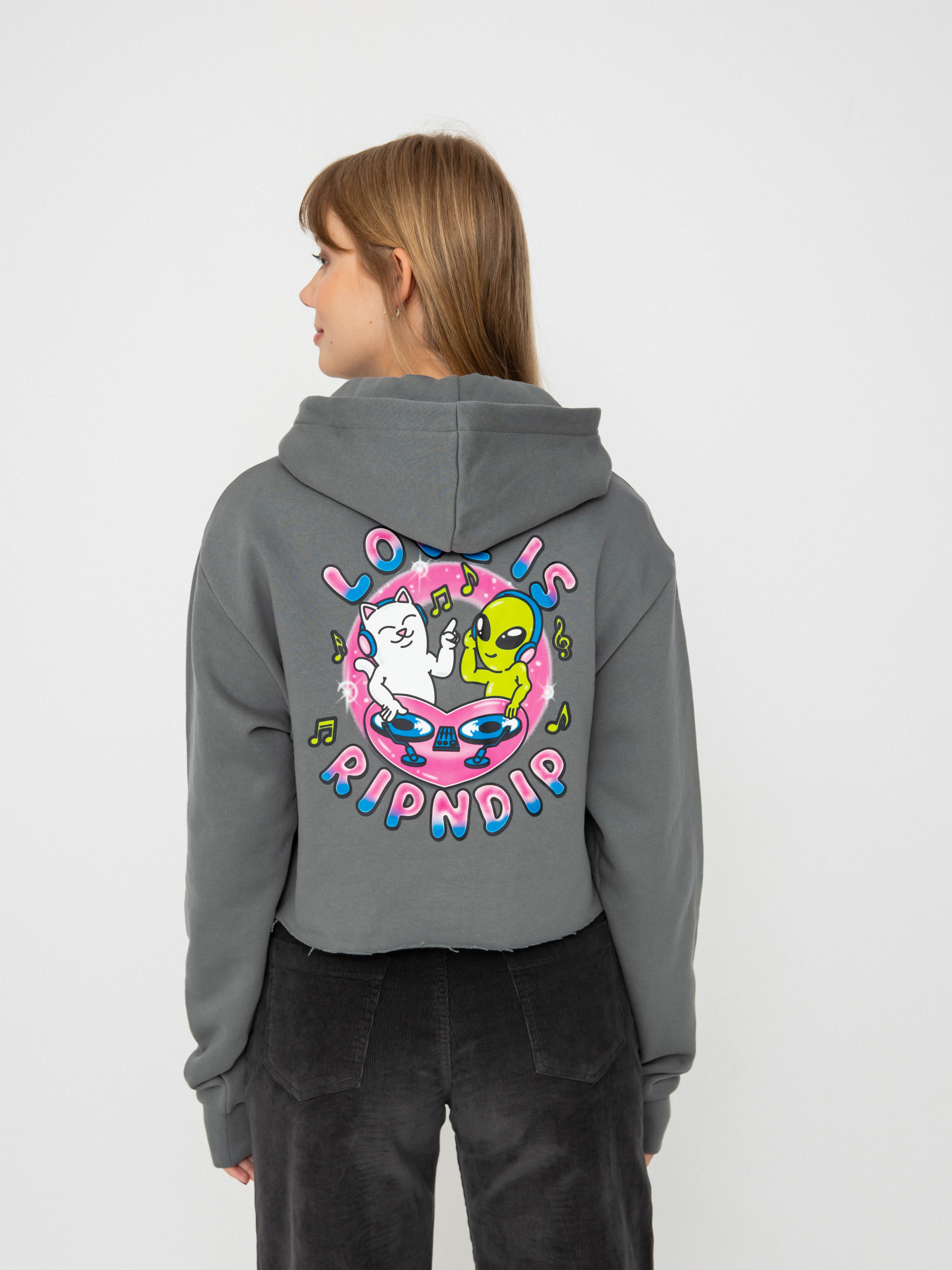 RipNDip Hoodie Love Is Ripndip Cropped HD - grey (charcoal)