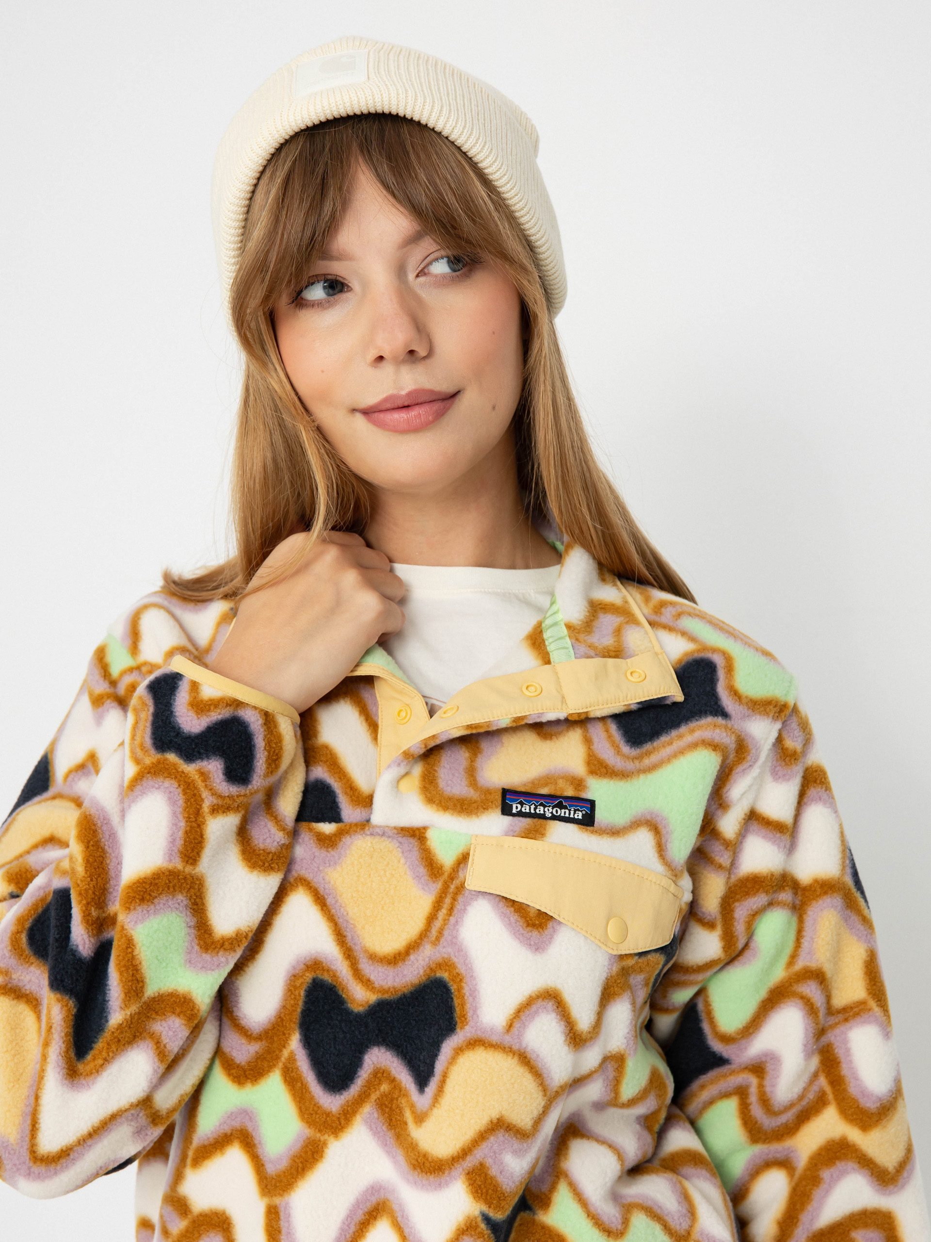 Womens Patagonia Fleece  LW Synch Snap T (small currents natural)