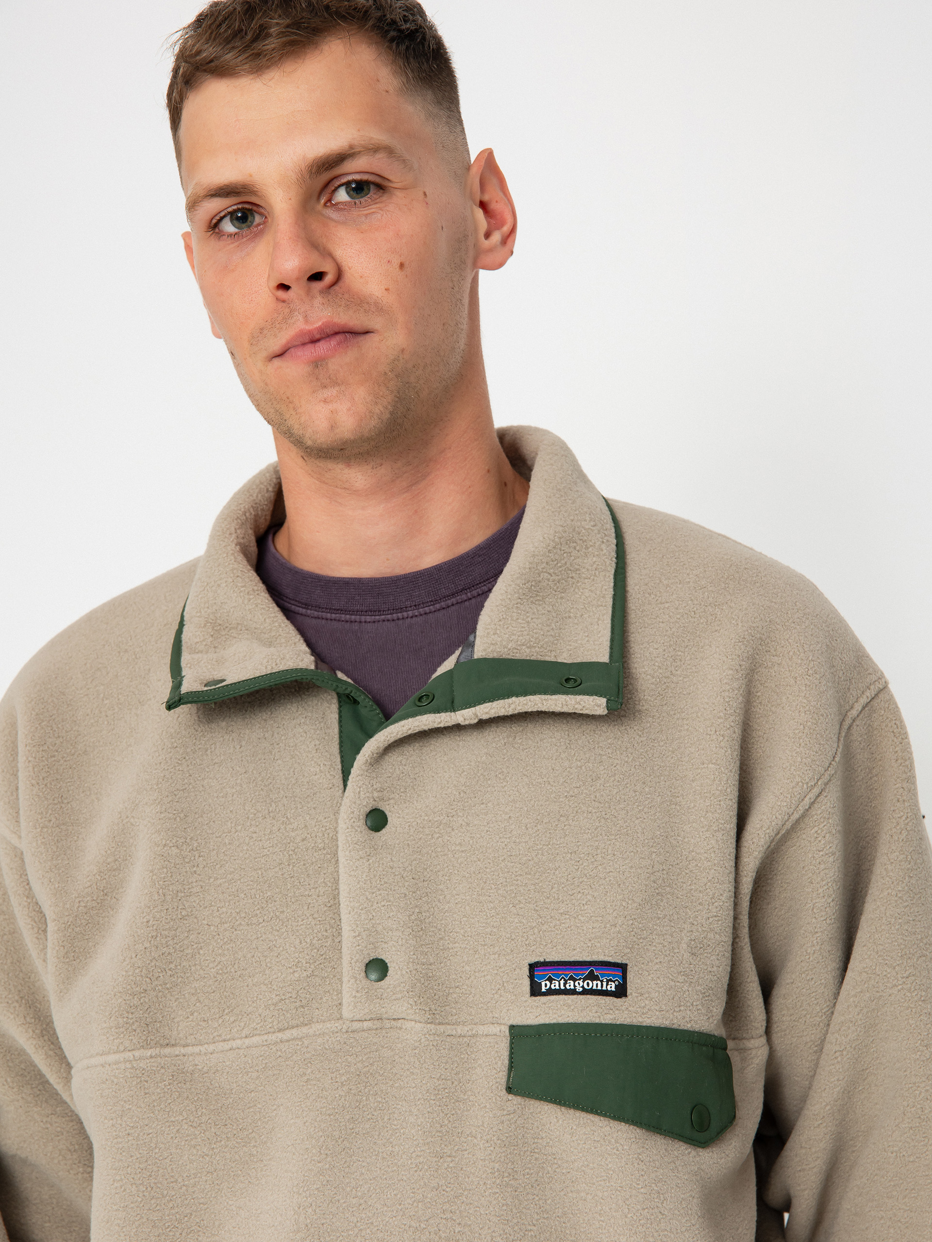 Mens Patagonia Fleece  Synch Snap T (seabird grey)