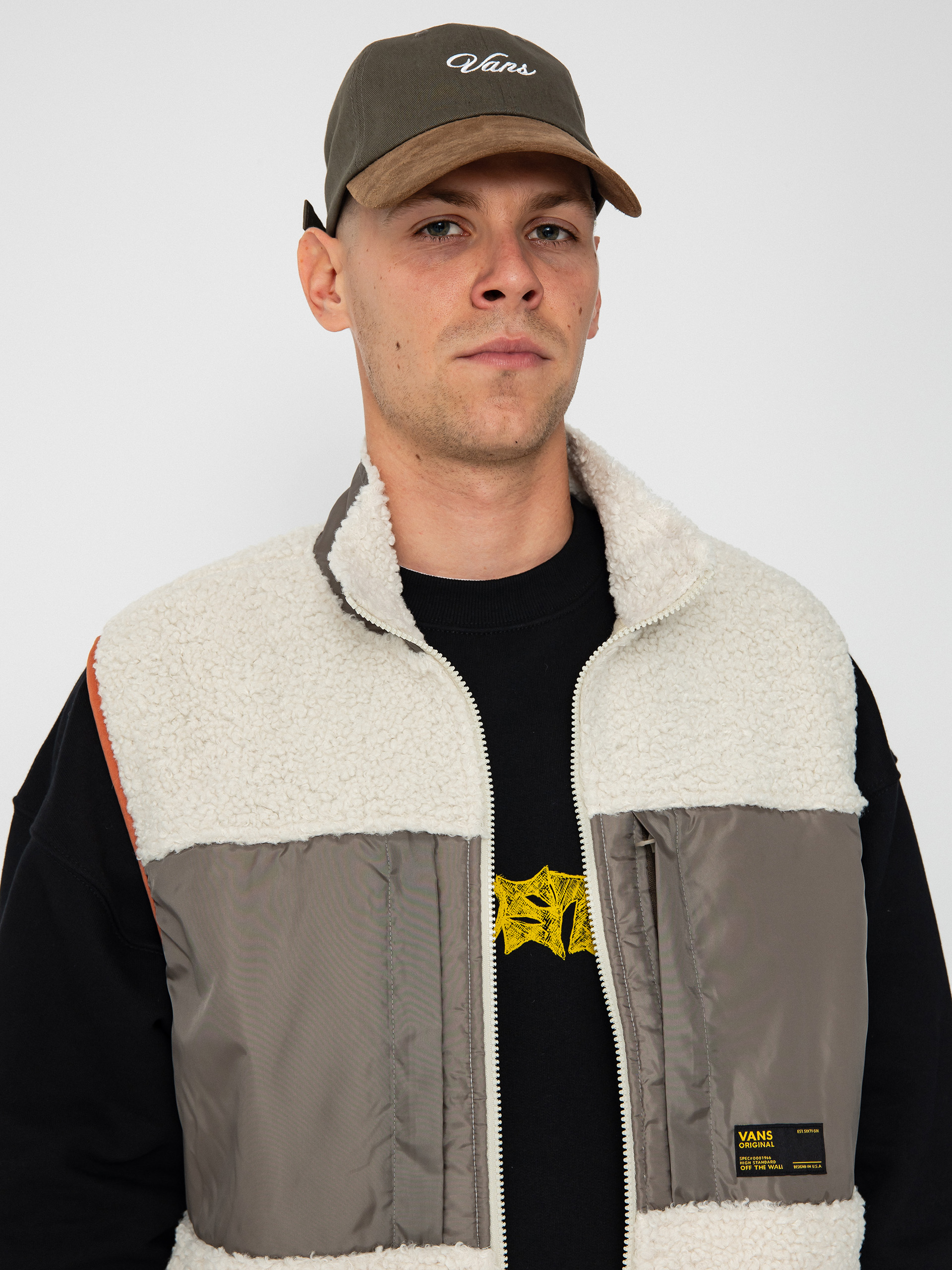 Vans Trevor Sherpa Fz Vest Fleece  (oatmeal/bungee cord)