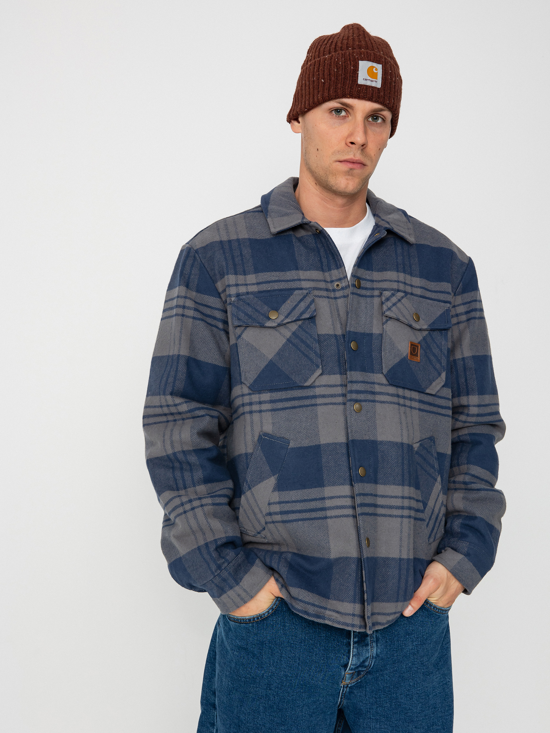 Brixton Jacke Durham Lined (washed navy/beige plaid)