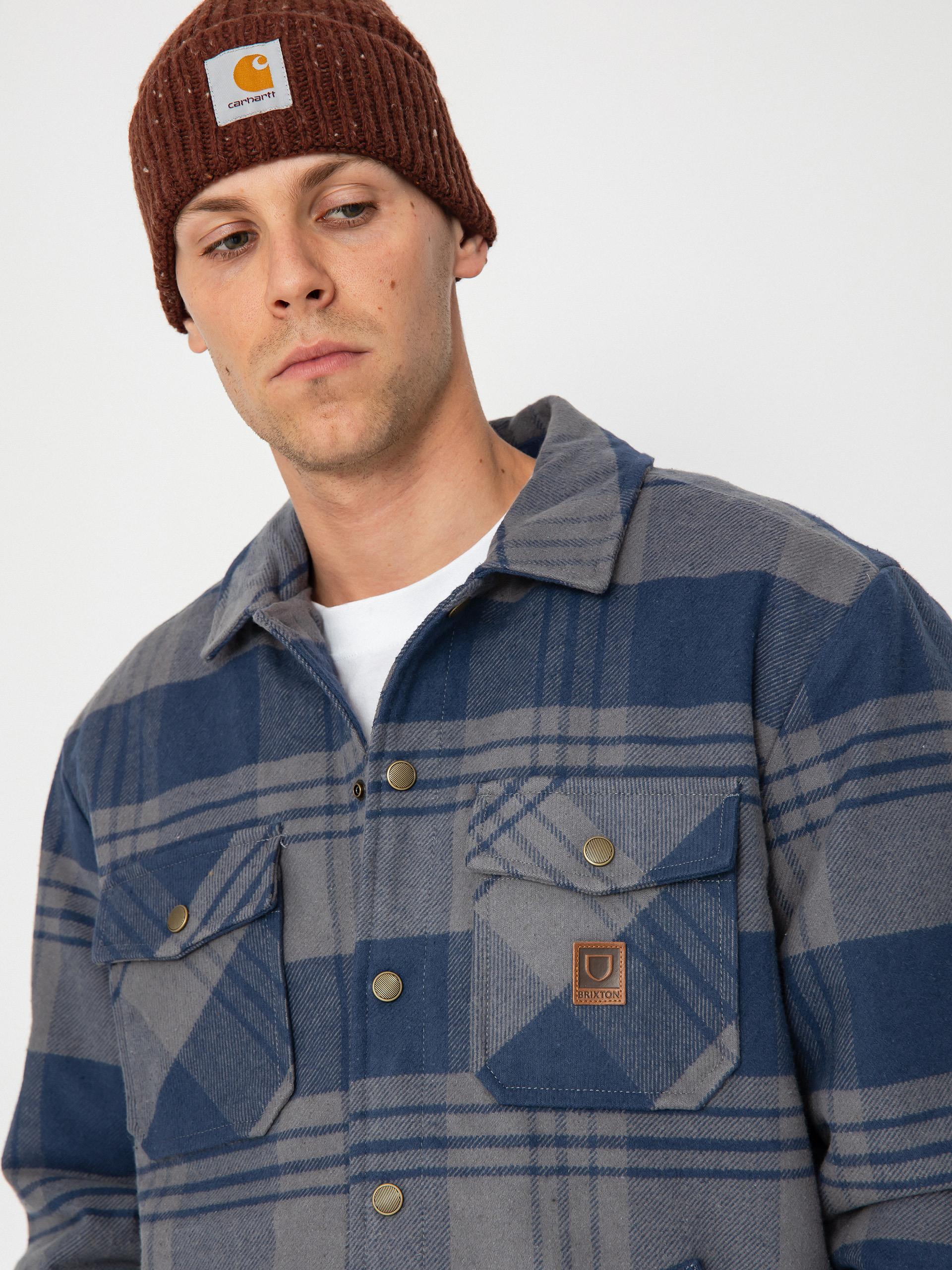 Brixton Jacket Durham Lined (washed navy/beige plaid)