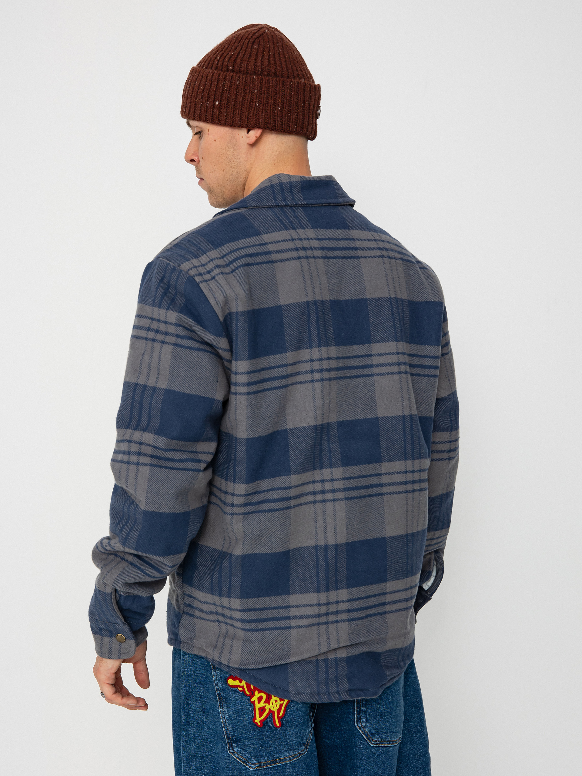 Brixton Jacket Durham Lined (washed navy/beige plaid)