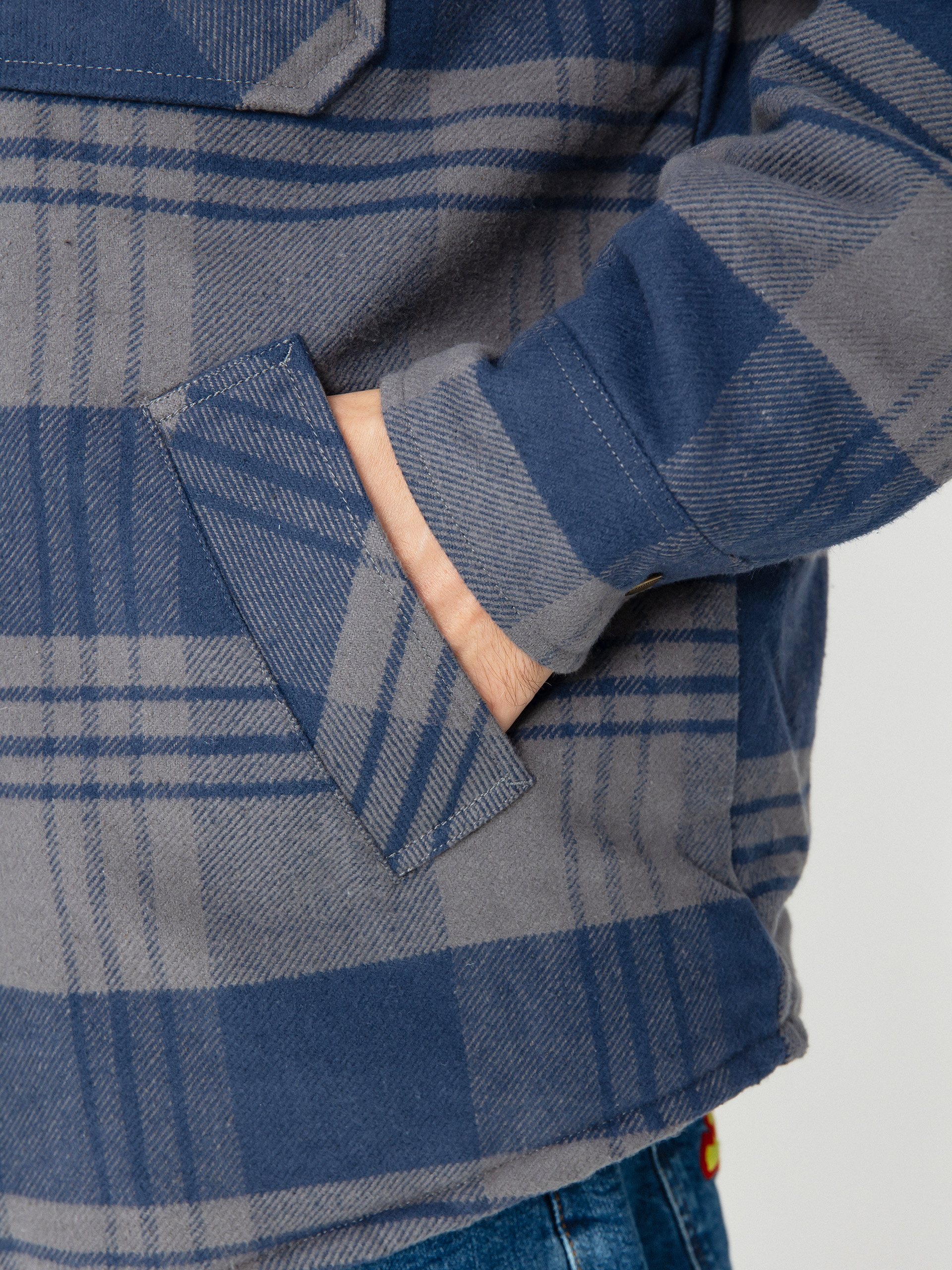 Brixton Jacket Durham Lined (washed navy/beige plaid)