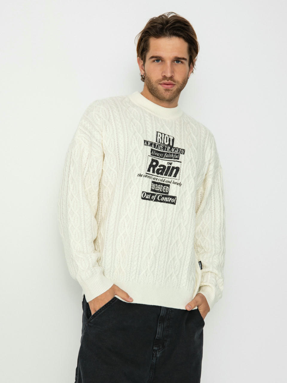 Wasted Paris Rain Cable Knit Pulli (off white)