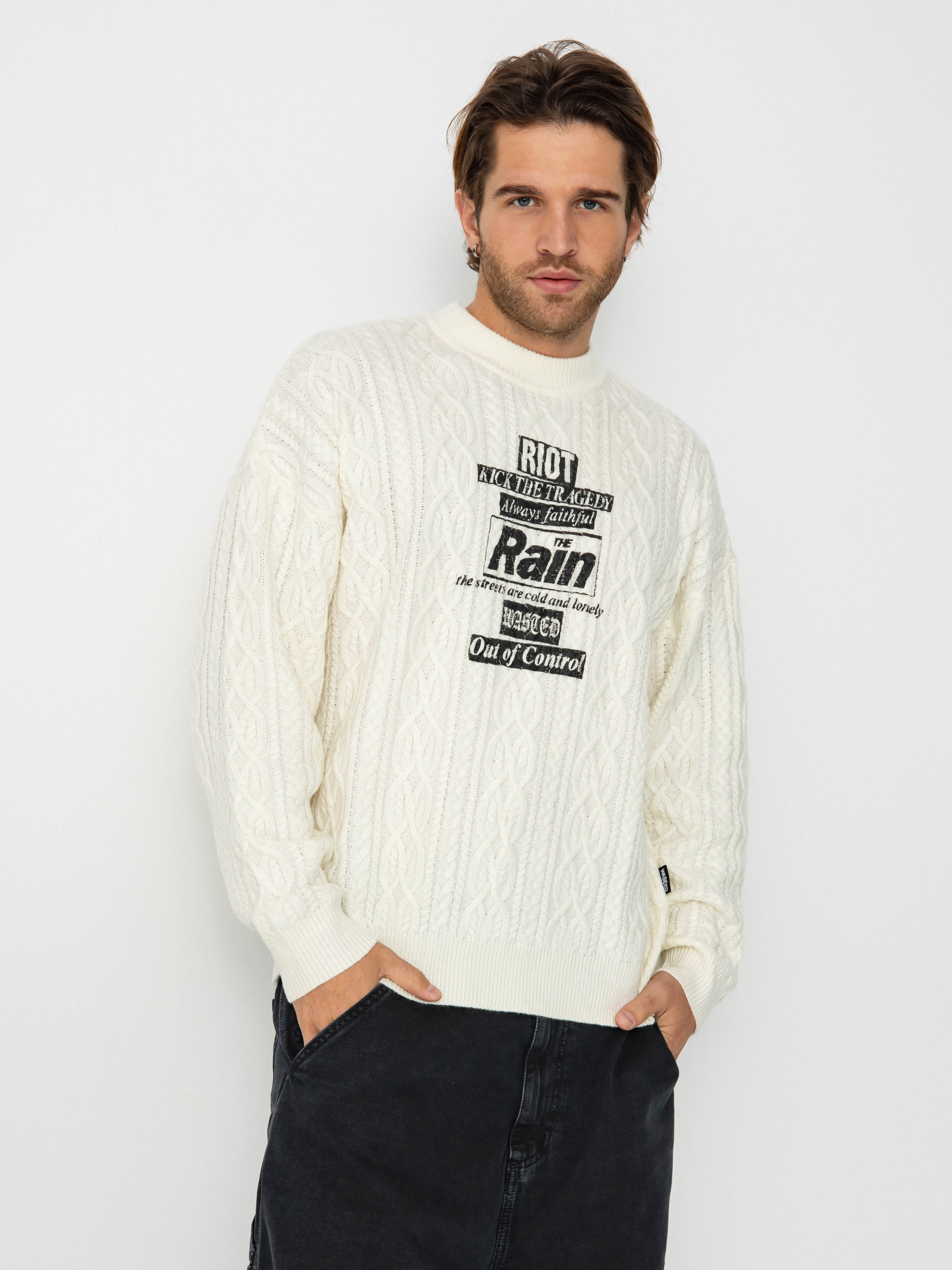 Wasted Paris Rain Cable Knit Sweater - white (off white)