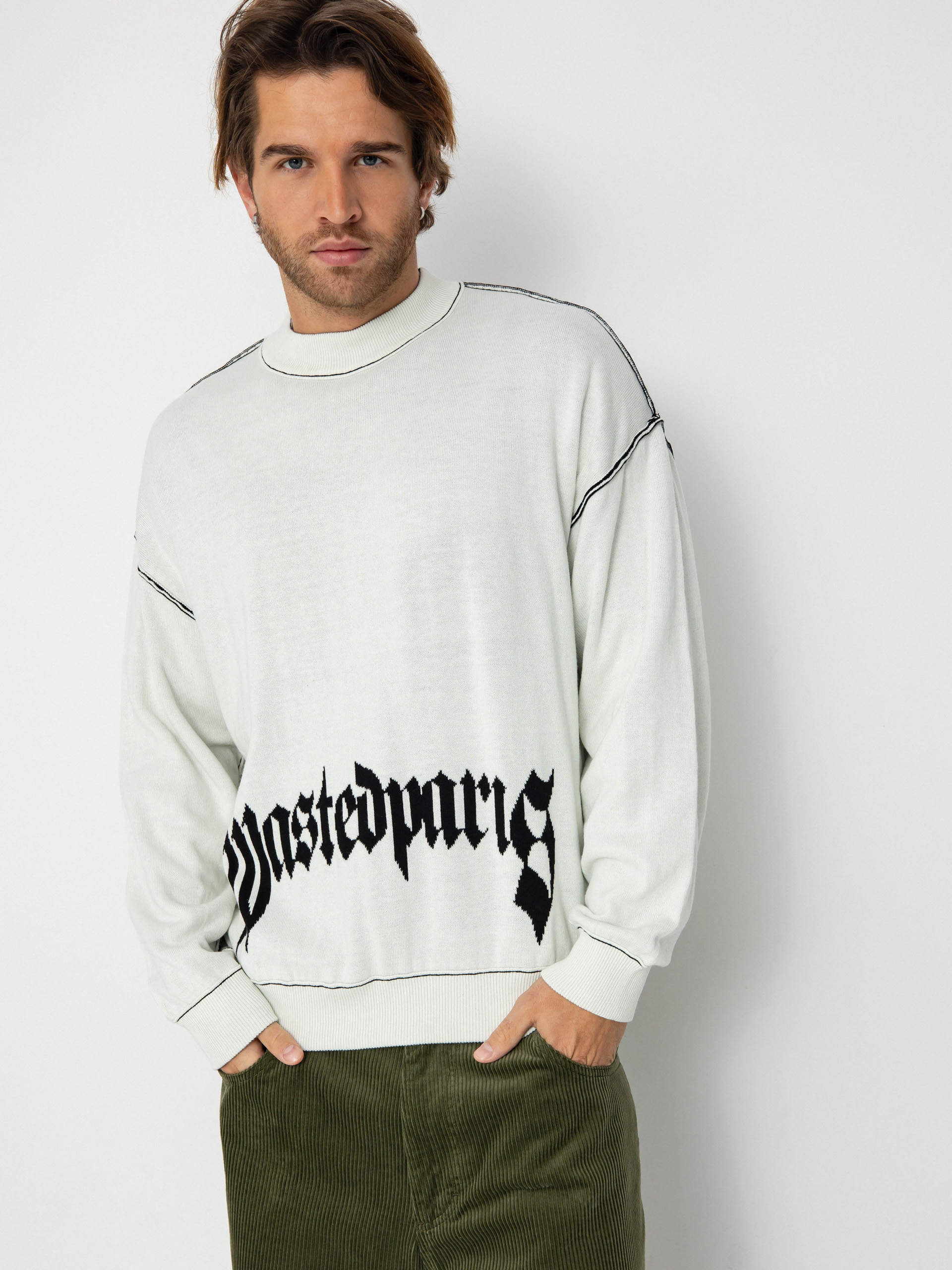 Wasted Paris Pitcher Reverse Sweater - white, black (white Wasted Paris Pitcher Reverse Sweater - white, black (white