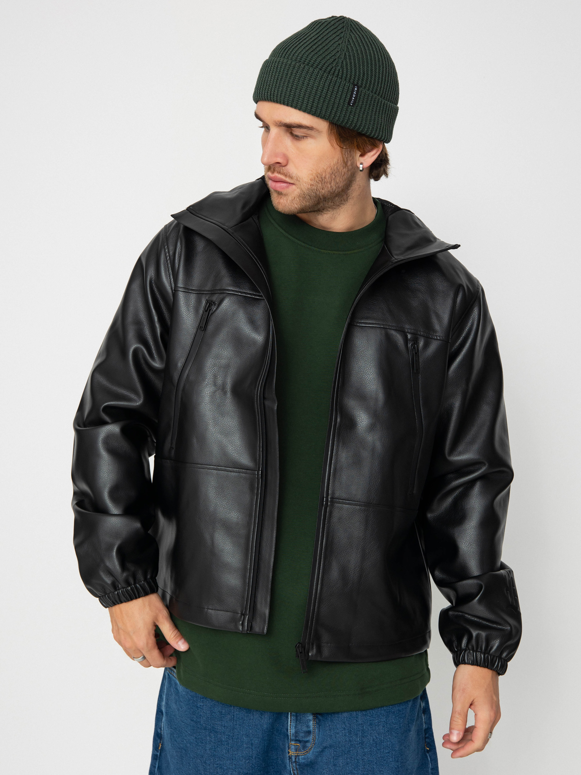 Wasted Paris Kingdom Faux Leather Windbreaker Jacket (black)