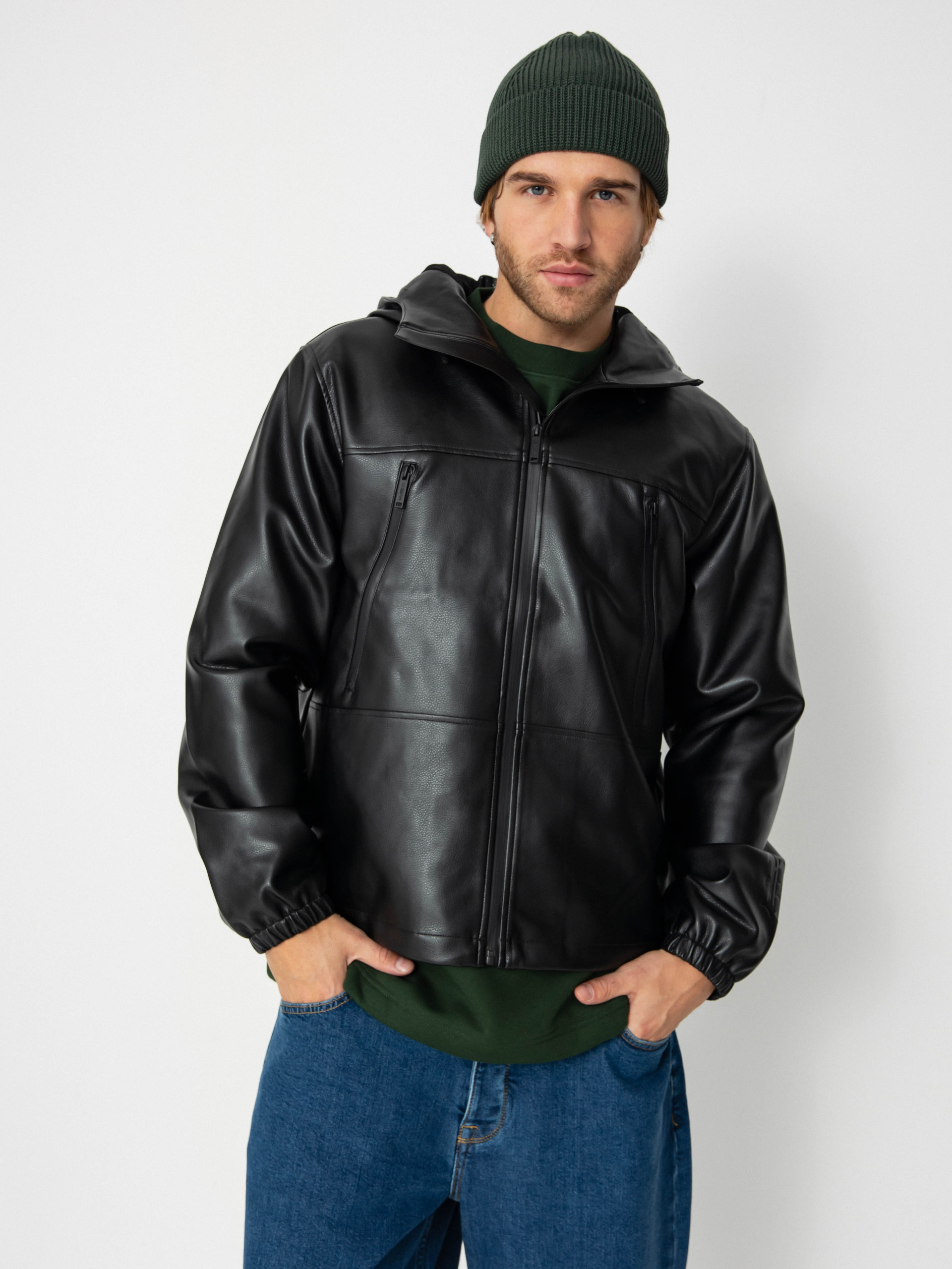 Wasted Paris Kingdom Faux Leather Windbreaker Jacket (black)