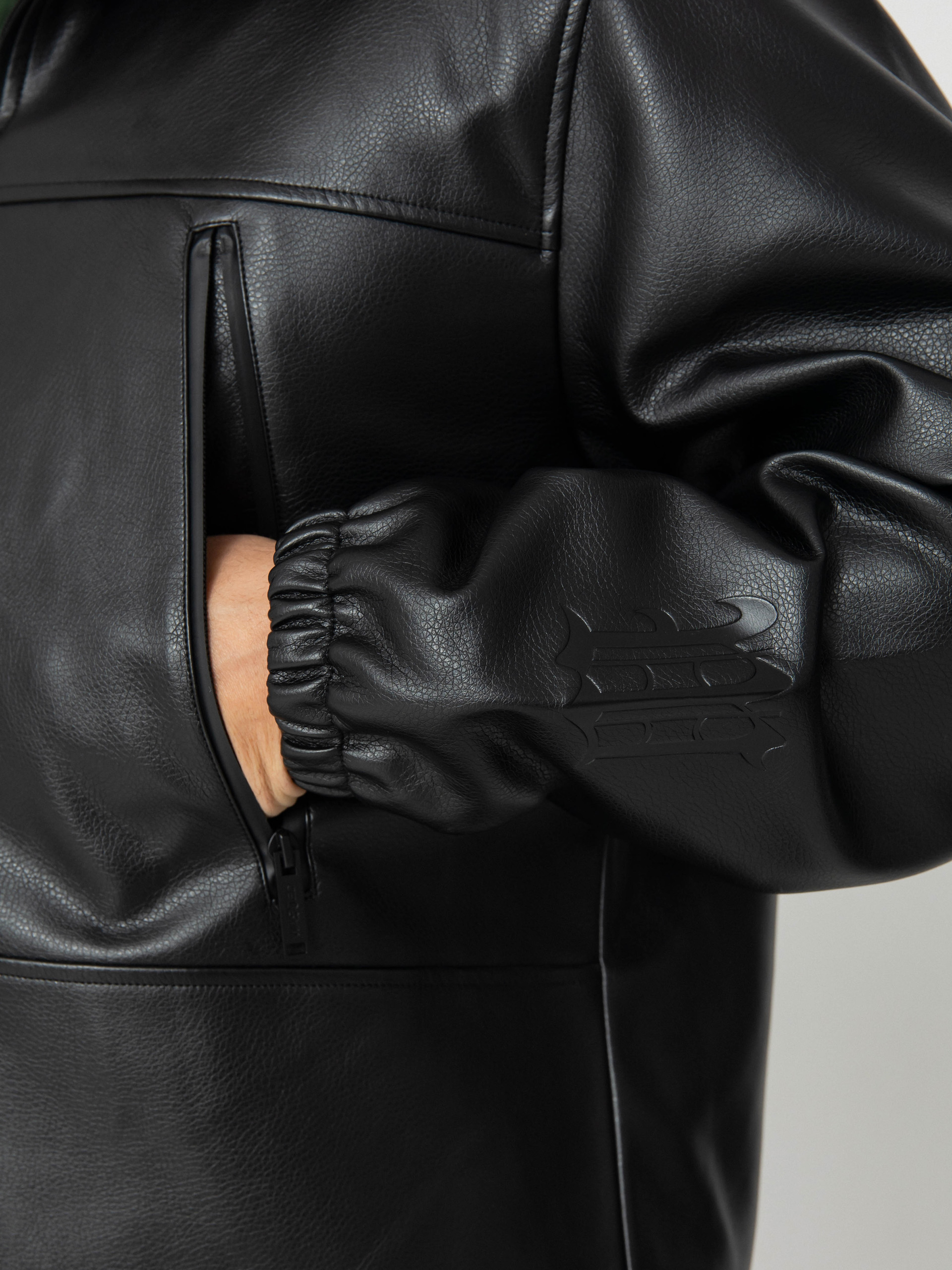 Wasted Paris Kingdom Faux Leather Windbreaker Jacket (black)