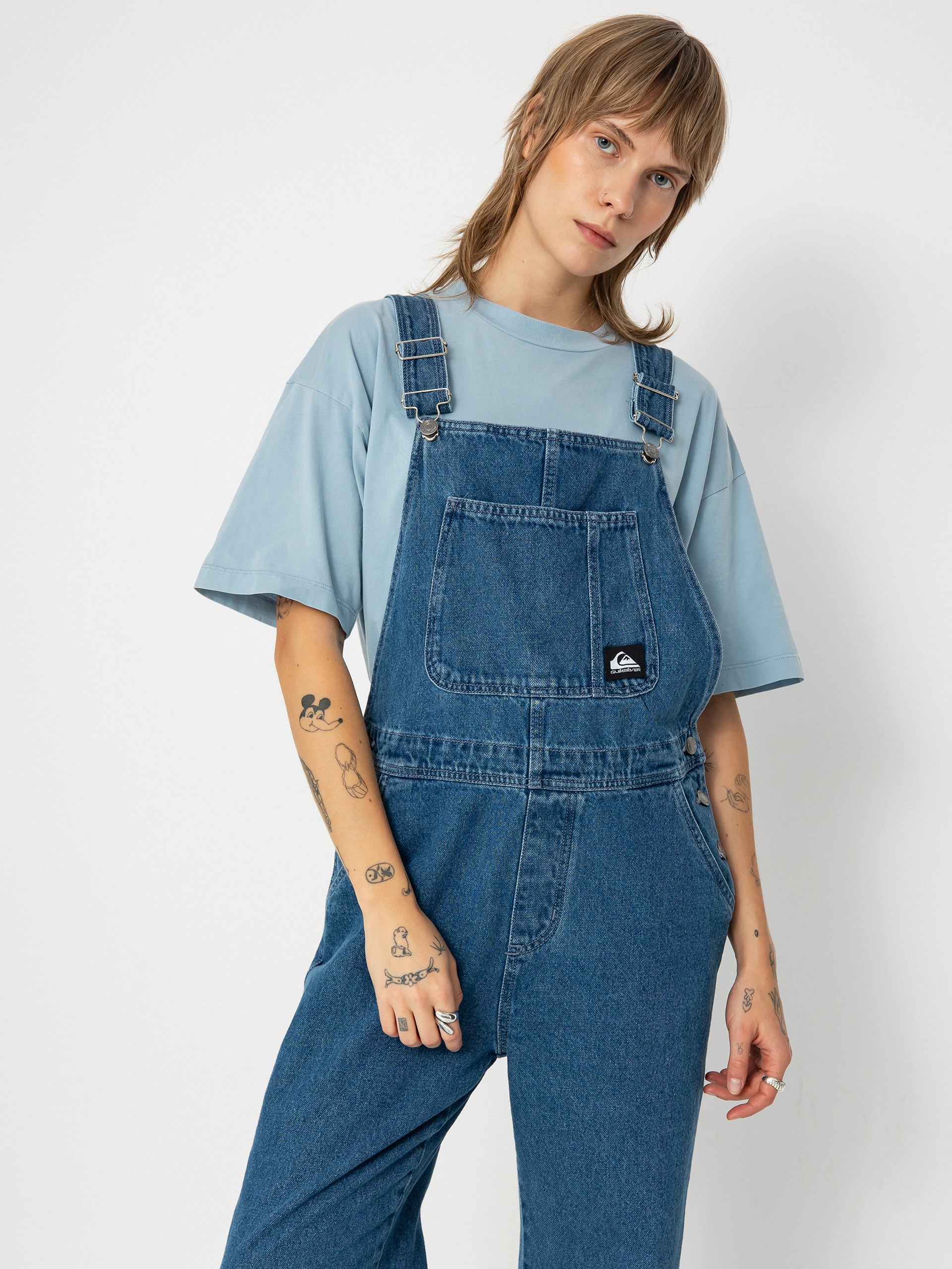 Quiksilver Uni Classic Denim Dungaree Wmn Pants - blue