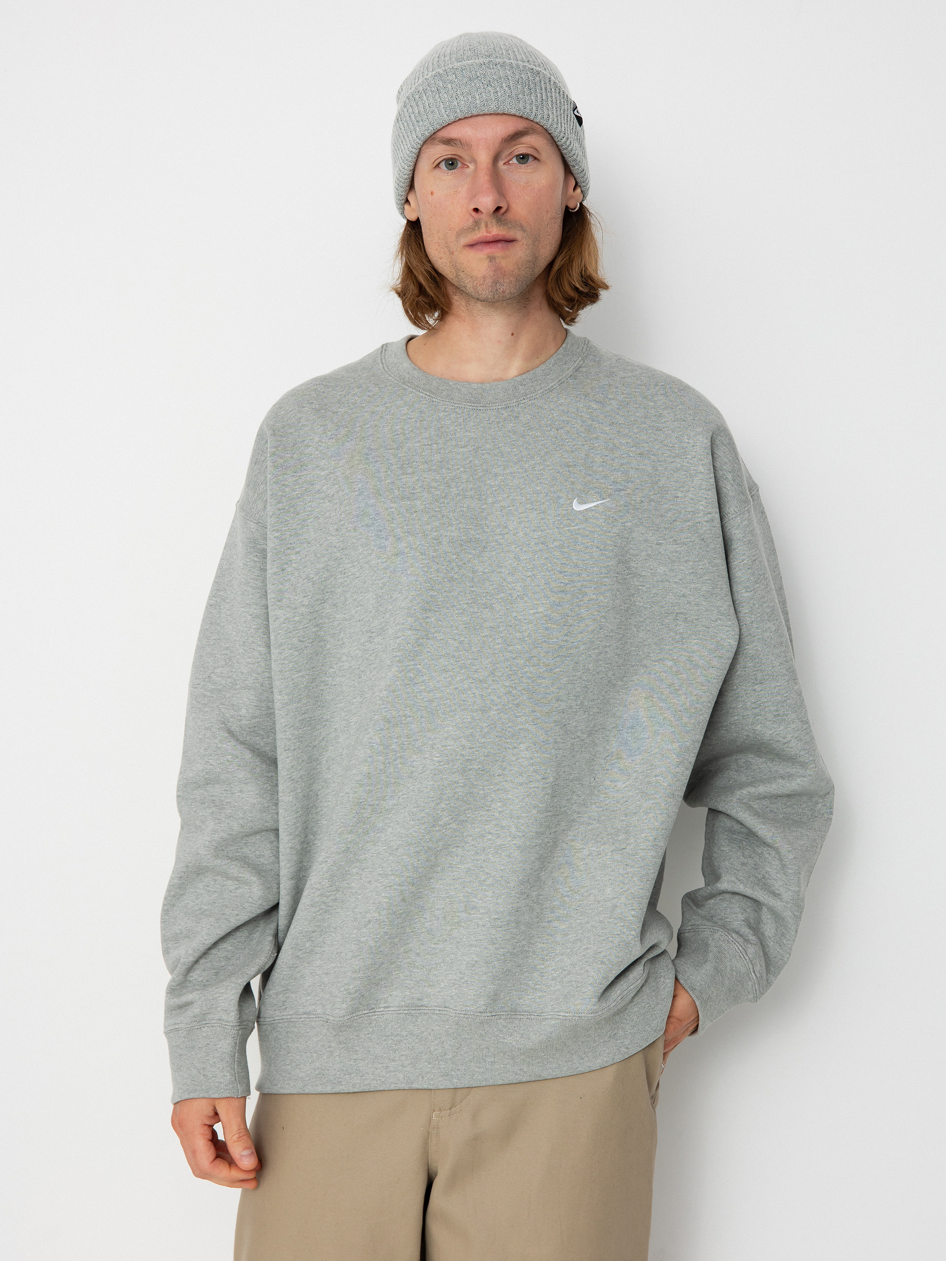 Nike SB Solo Swoosh Sweatshirt - grey (dk grey heather/white)