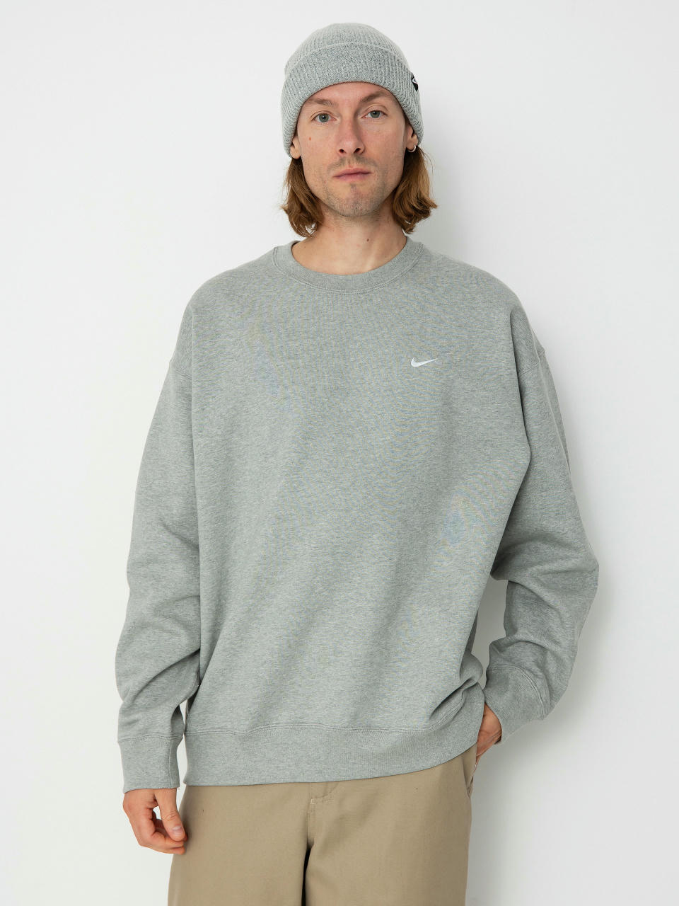 Nike SB Solo Swoosh Sweatshirt (dk grey heather/white)