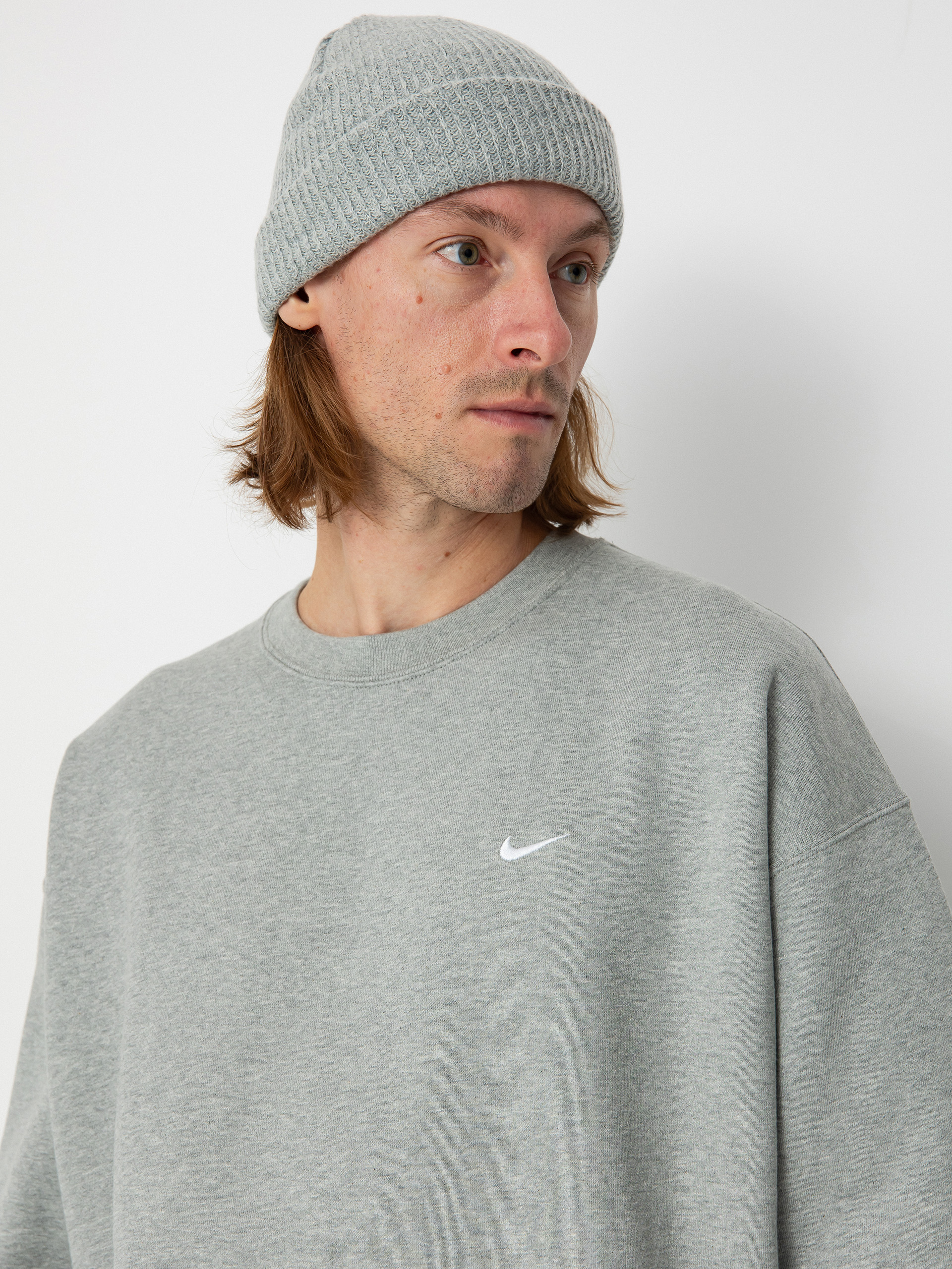 Nike SB Solo Swoosh Sweatshirt (dk grey heather/white)