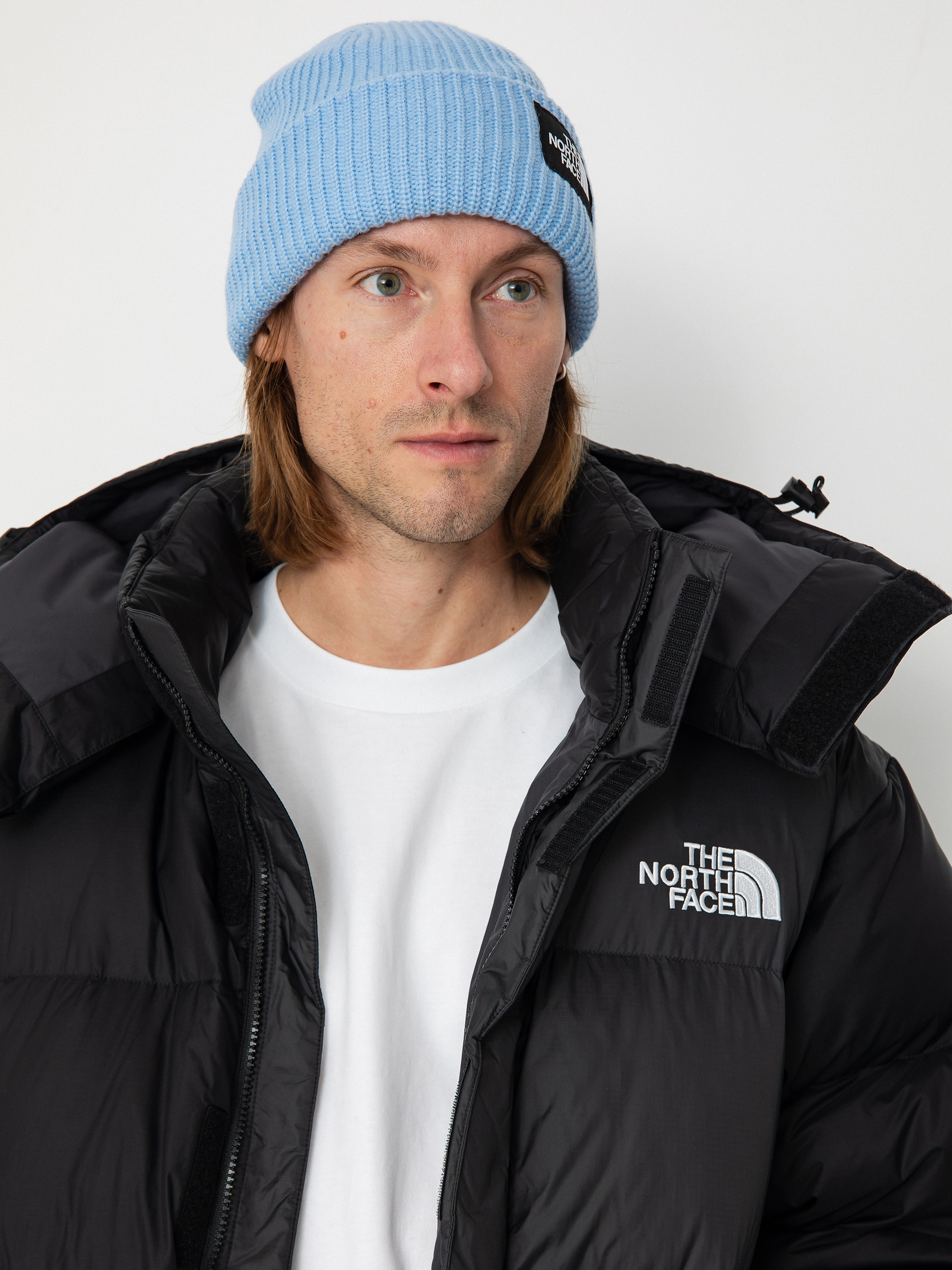North face black long puffer coat deals