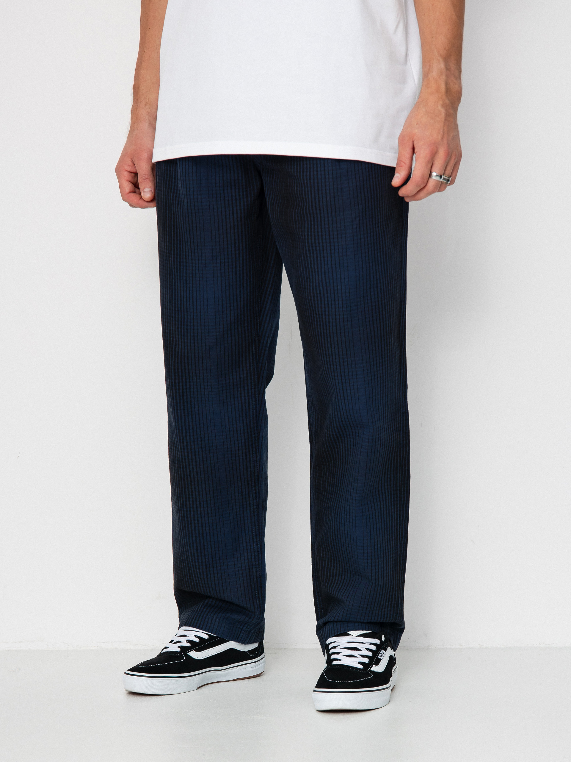 Vans Authentic Chino Loose Tapered Plaid Pants navy blue (dress