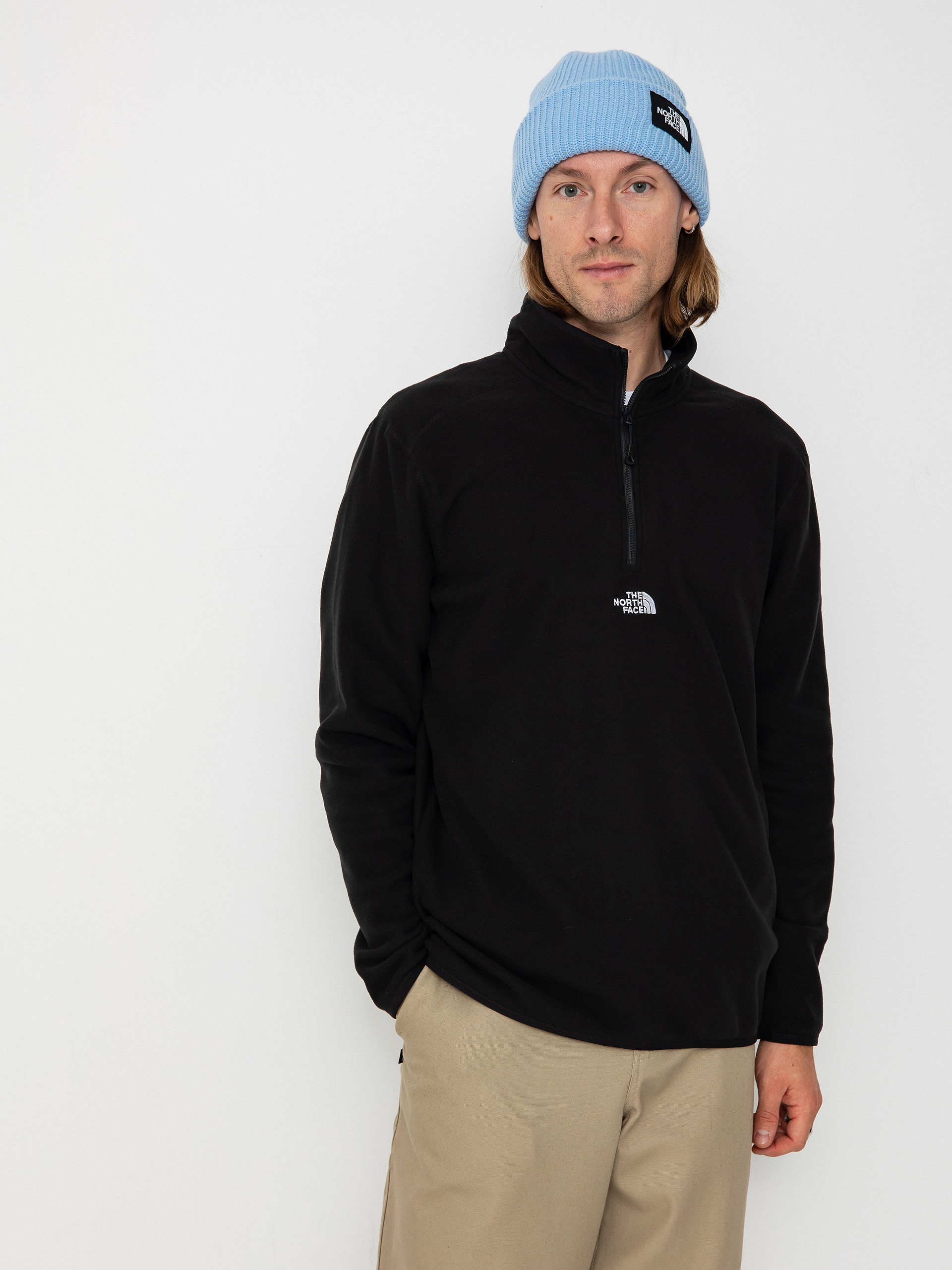 Mens The North Face Fleece  Glacier 1/4 Zip Embroidered Logo (tnf black npf)