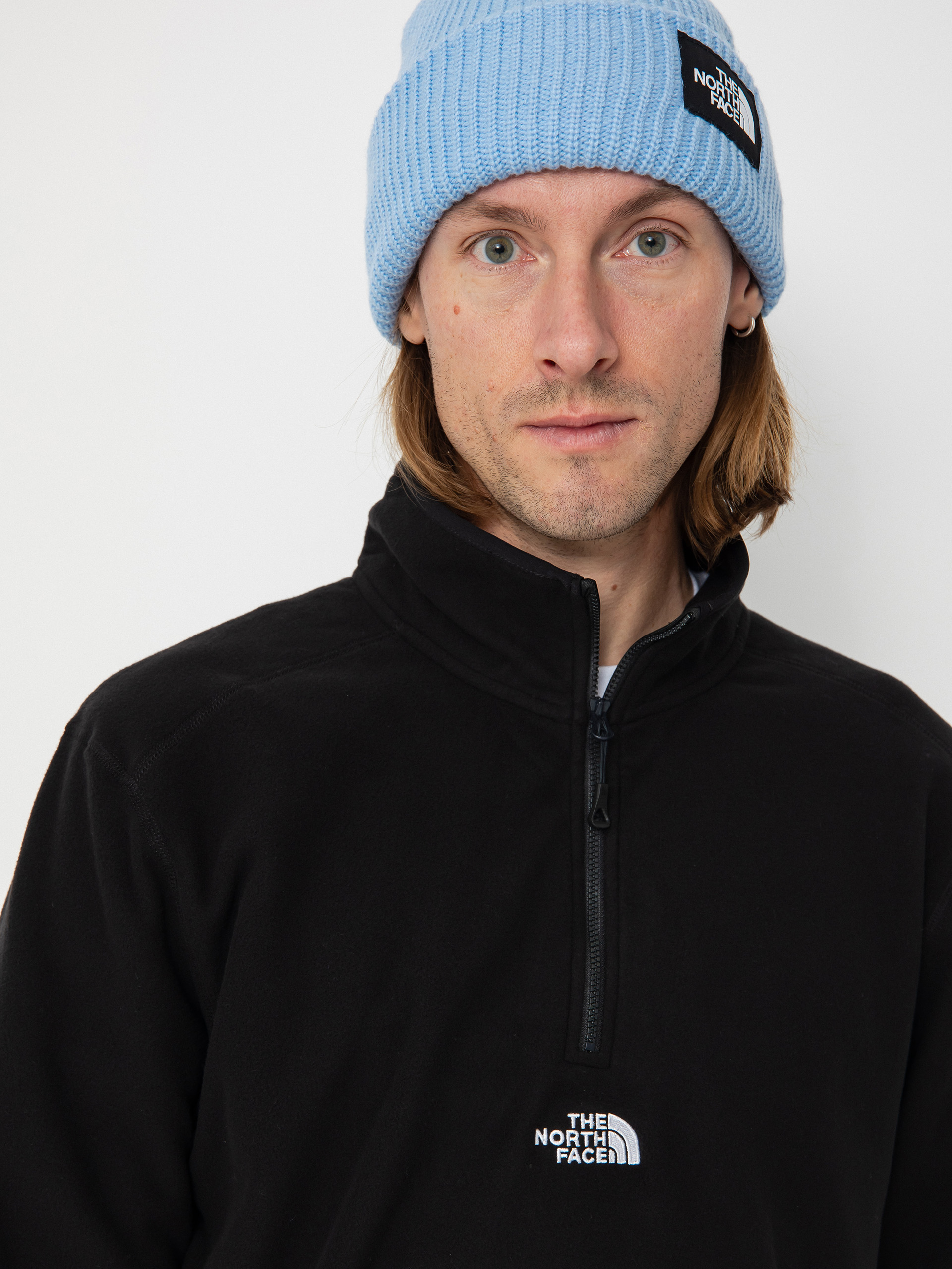 Mens The North Face Fleece  Glacier 1/4 Zip Embroidered Logo (tnf black npf)