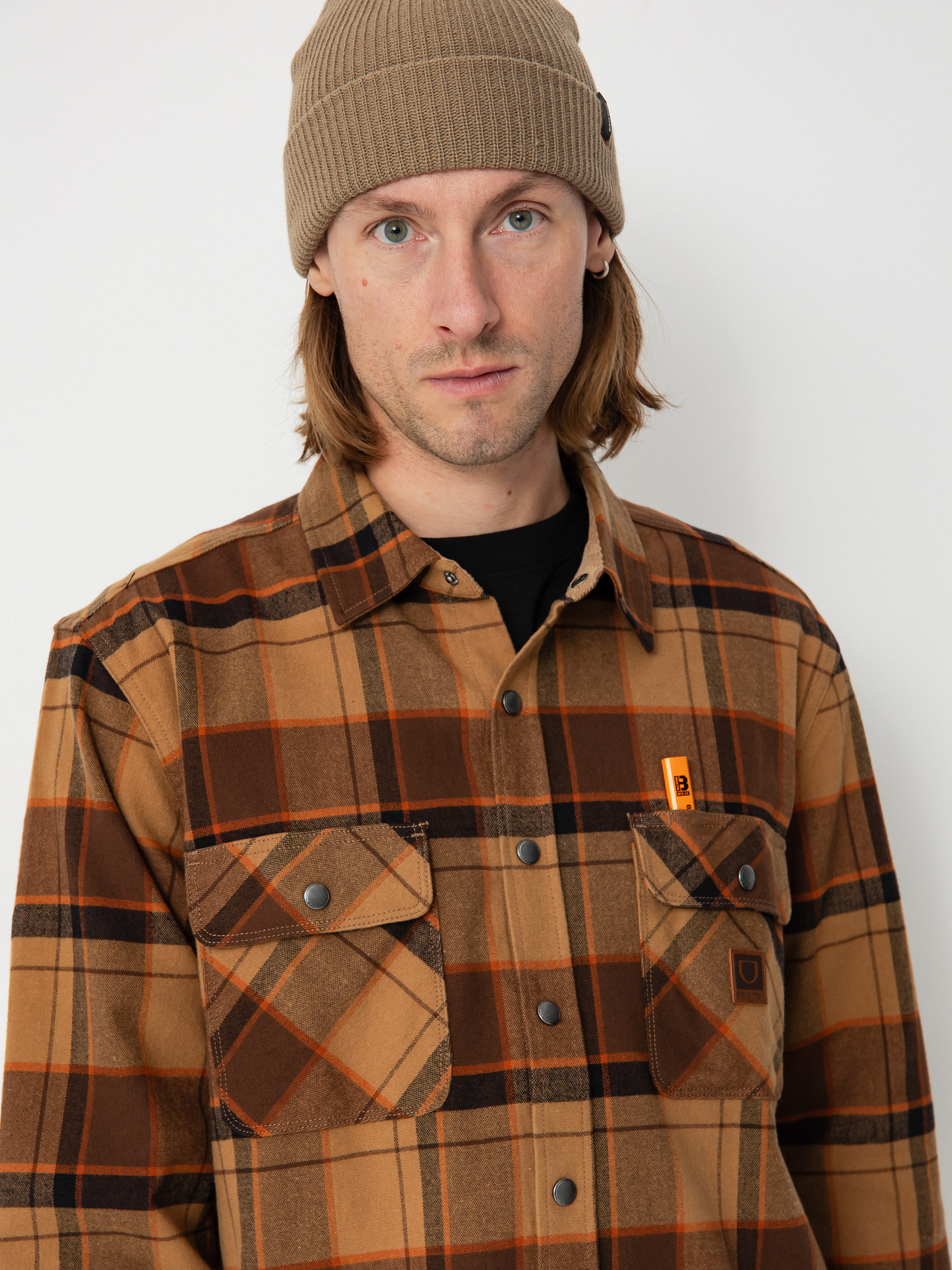 Brixton Hemd Builders Bowery Str Wr Ls (burro brown/pinecone brown/bla)