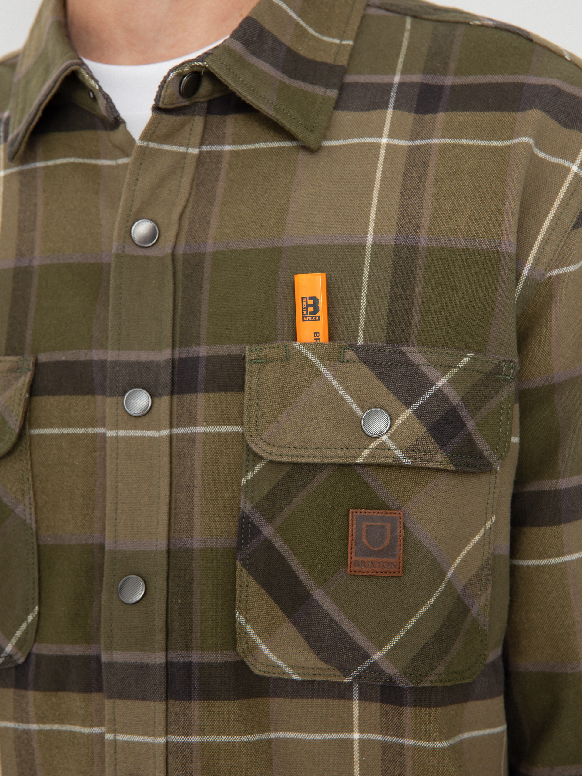 Brixton Shirt Builders Bowery Str Wr Ls (dill/olive surplus/washed blac)