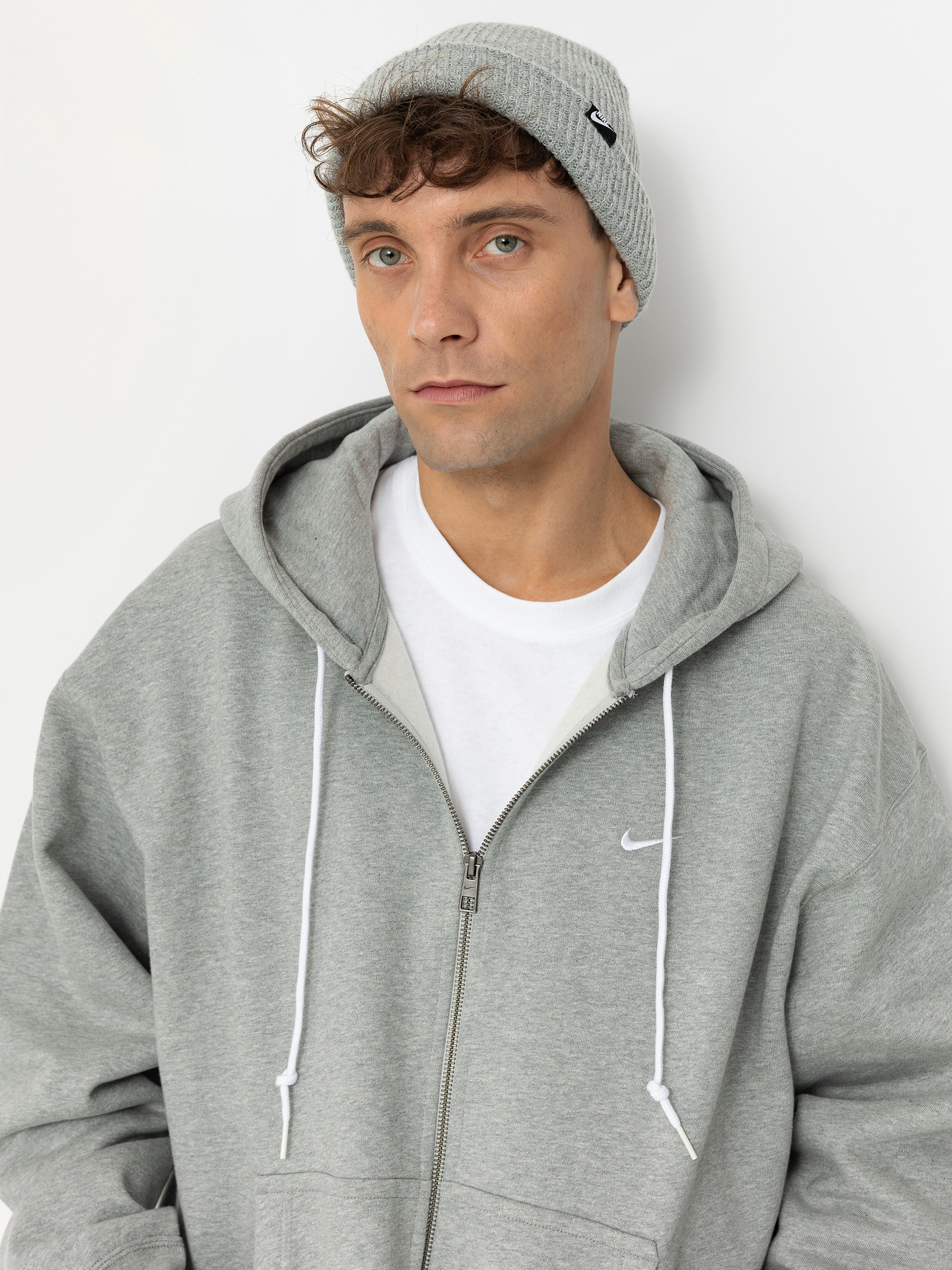 Nike SB Solo Swoosh ZHD Hoodie (dk grey heather/white)