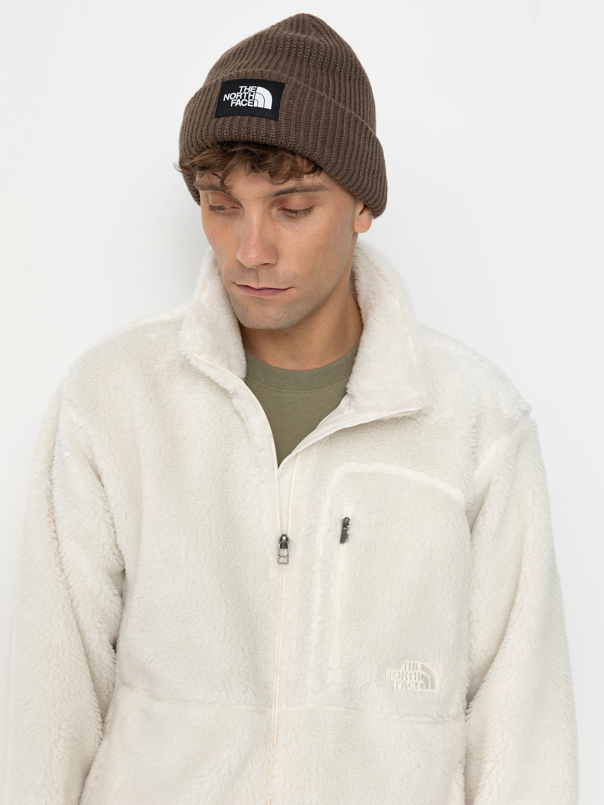 Mens The North Face Extreme Pile 2 FZ Jacket (white dune)