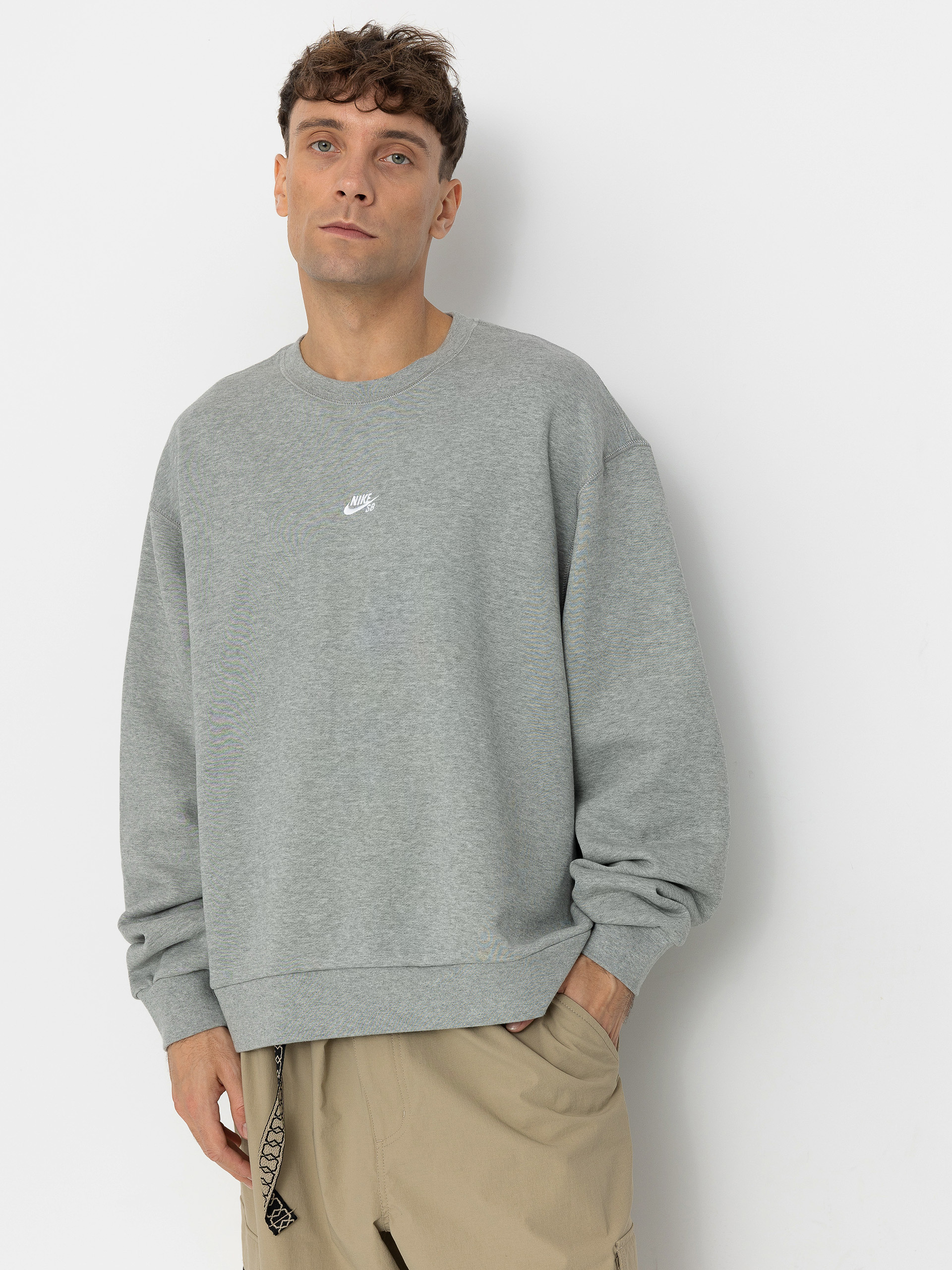 Nike SB Essential Logo Crew Sweatshirt grey dk grey heather white