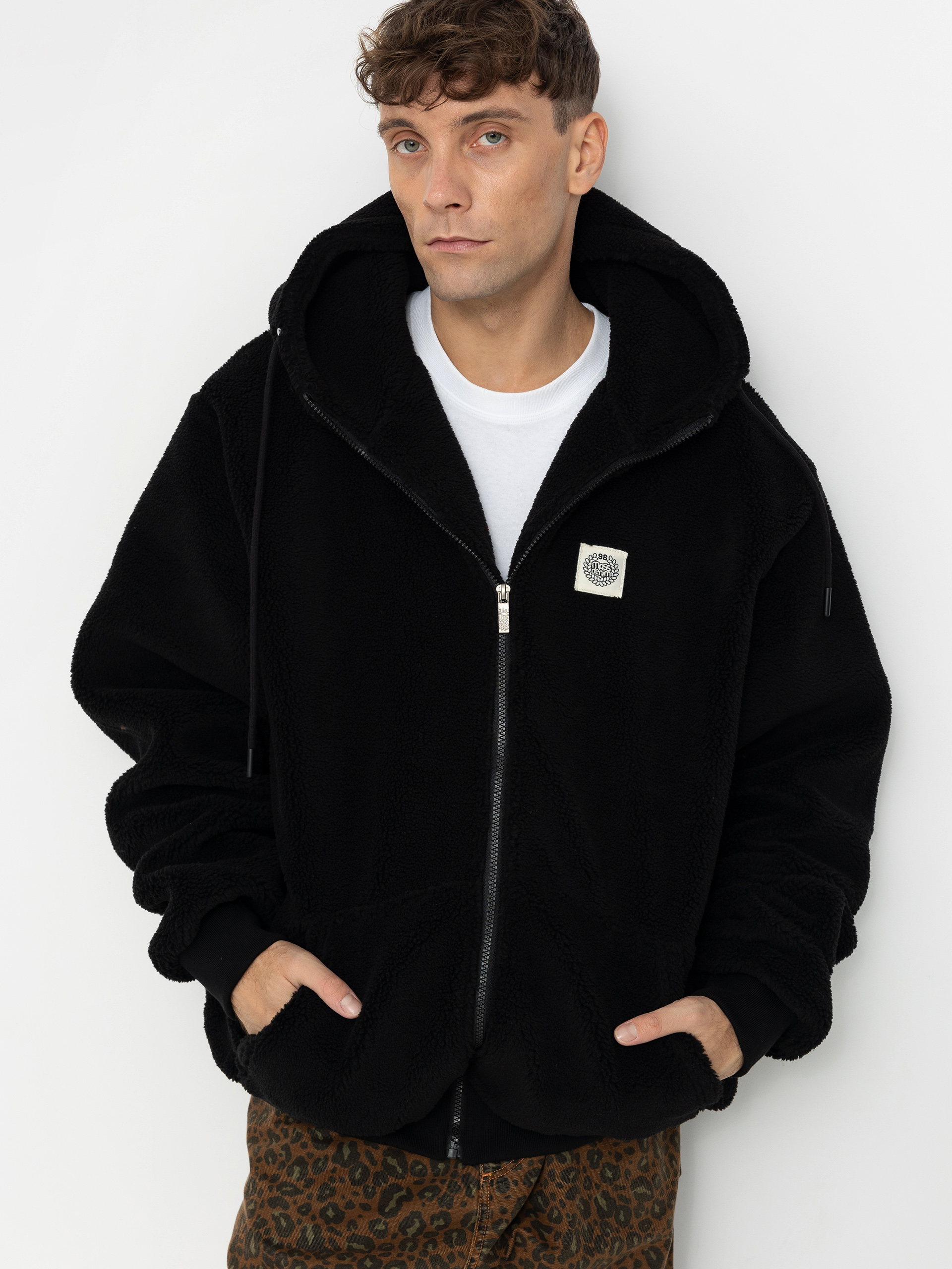 MassDnm Patch Teddy Zip Hoody Jacket (black)