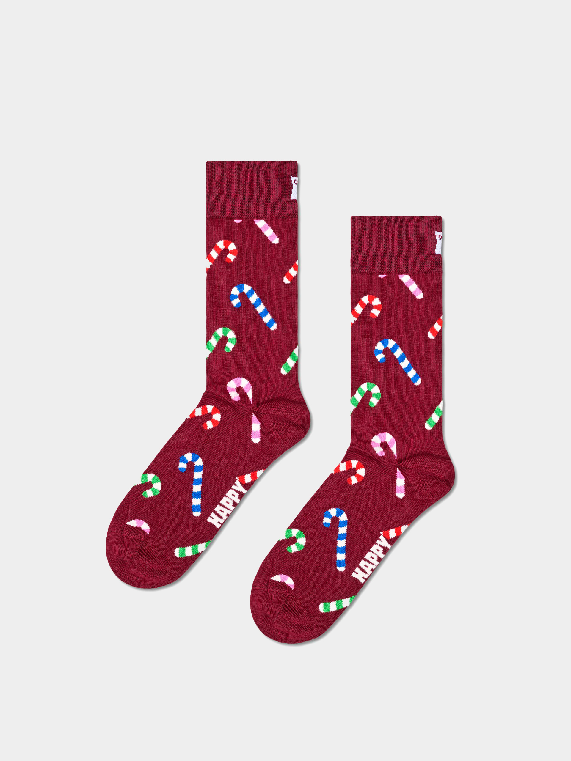 Happy Socks Socks 2-Pack Holiday Striped Cracker Gift Set (dark red)
