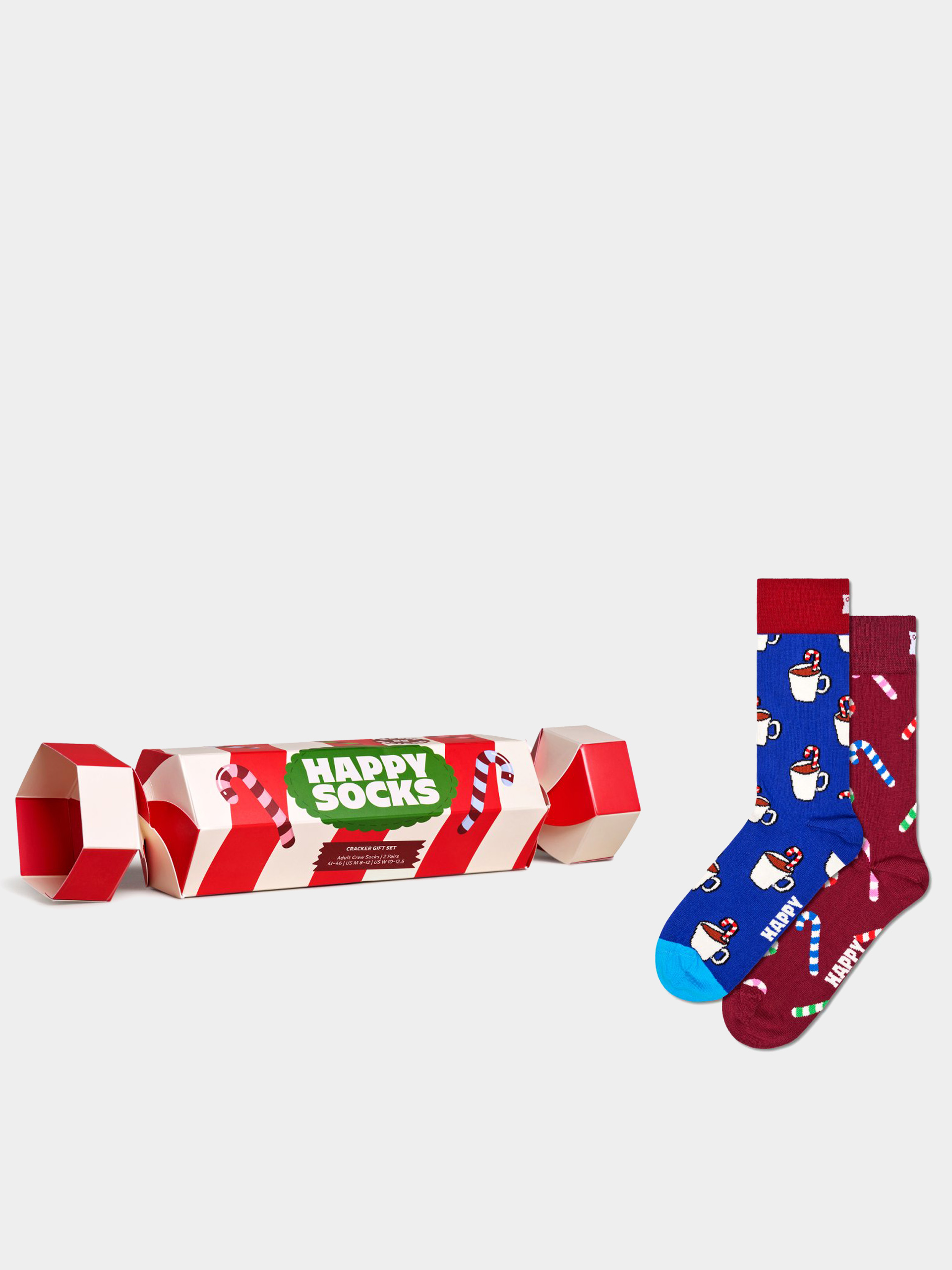 Happy Socks Socks 2-Pack Holiday Striped Cracker Gift Set (dark red)