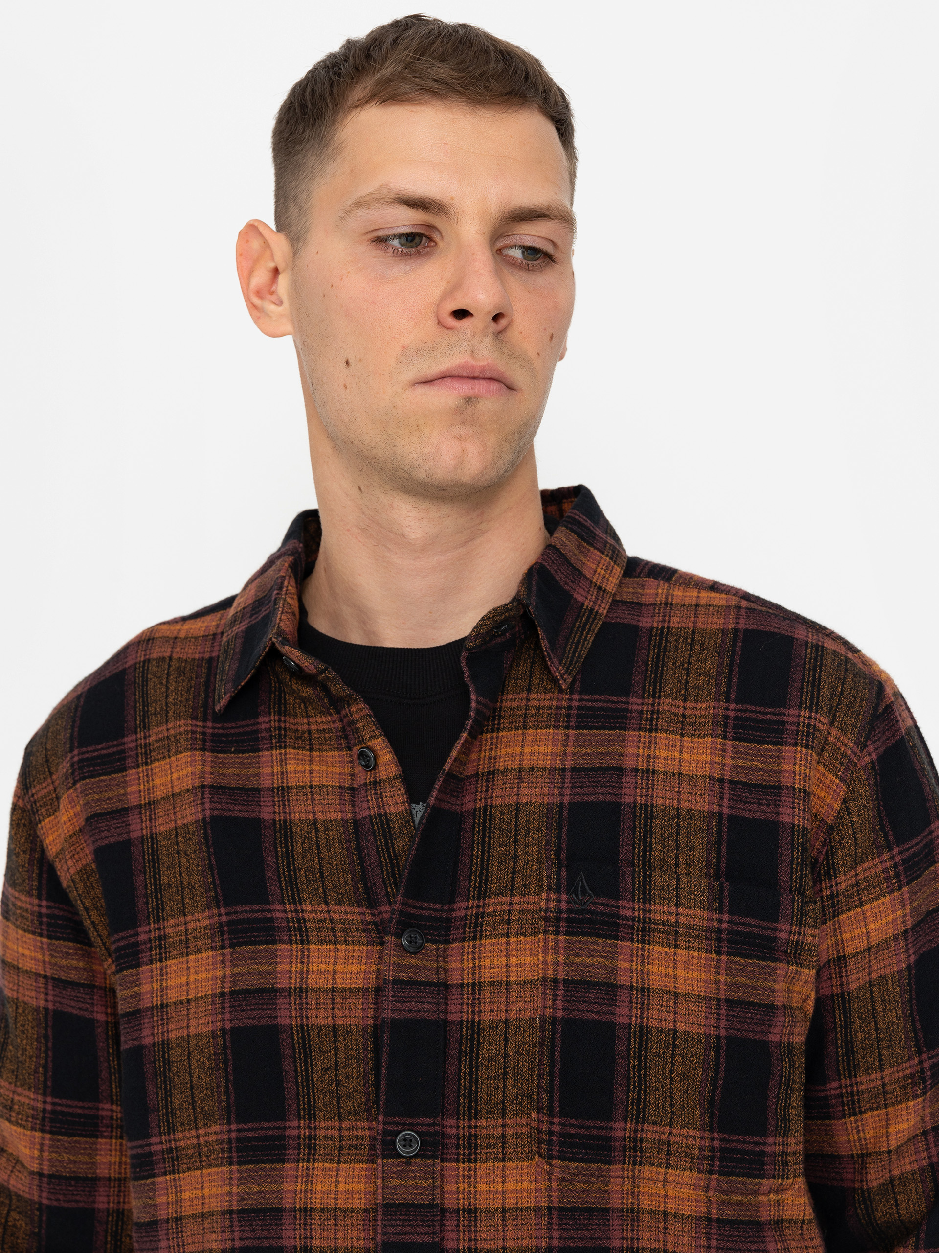 Volcom Baystone Flannel Ls Hemd (black)