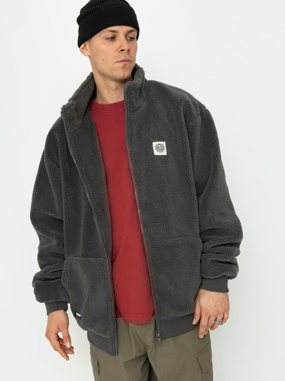 MassDnm Patch Teddy Zip Jacke (grey)