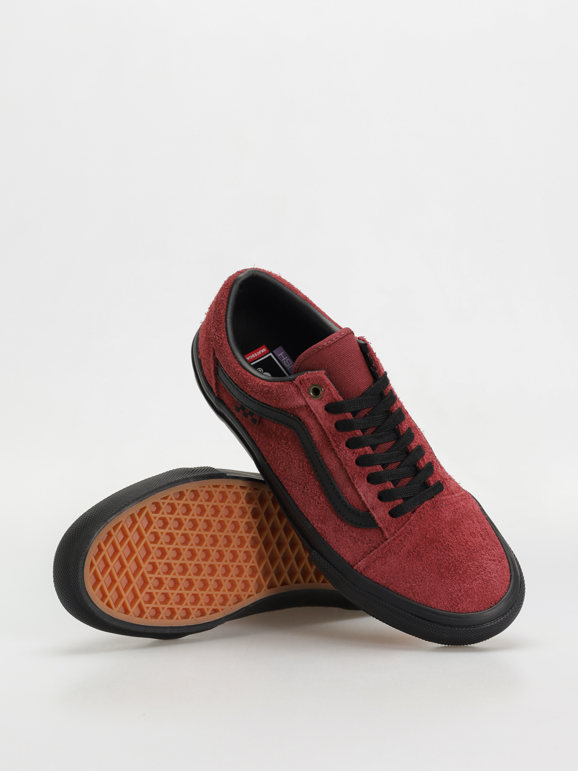 Vans Schuhe Skate Old Skool (hairy suede black/burgundy)
