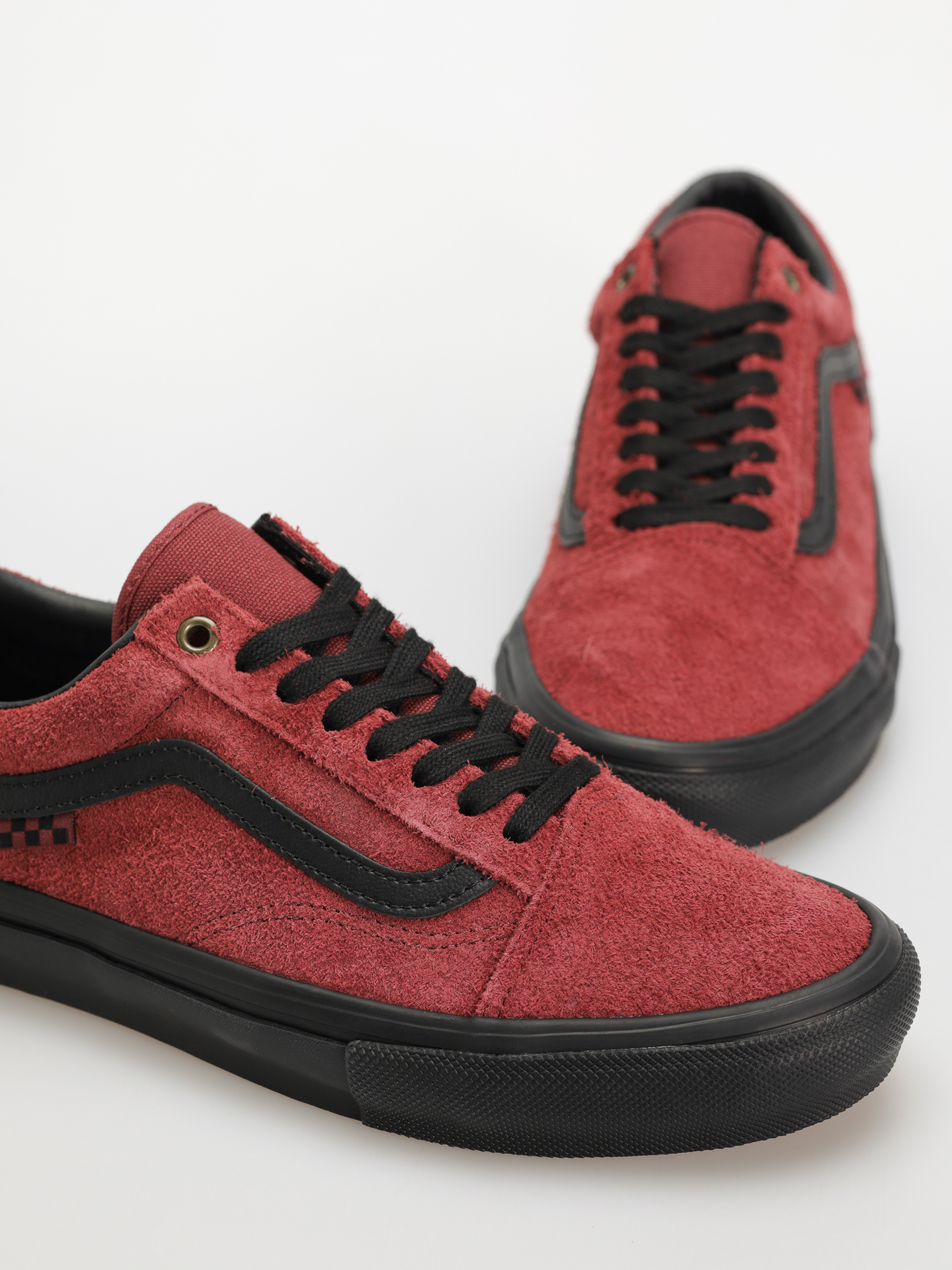 Vans Schuhe Skate Old Skool (hairy suede black/burgundy)
