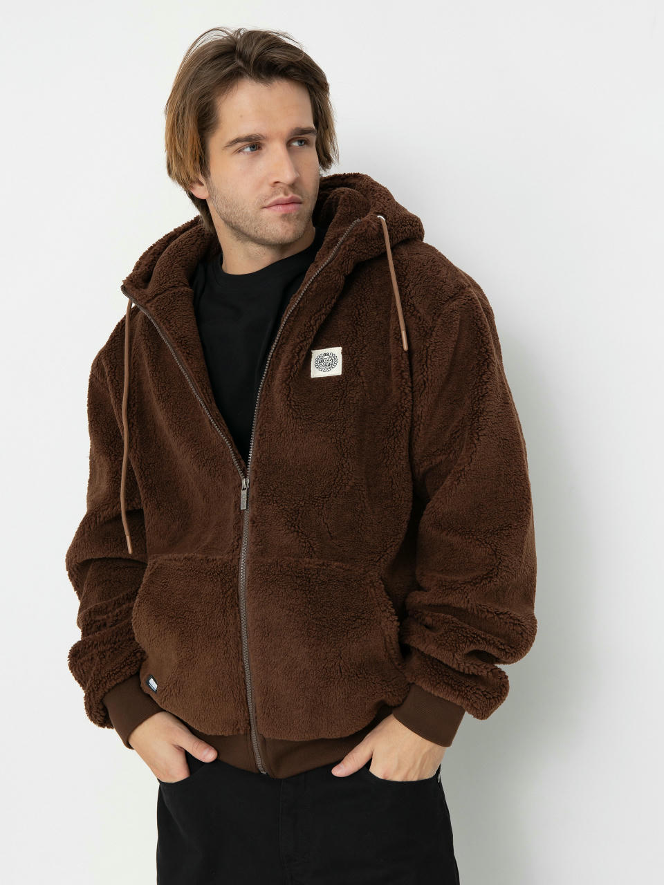 MassDnm Patch Teddy Zip Hoody Jacke (brown)