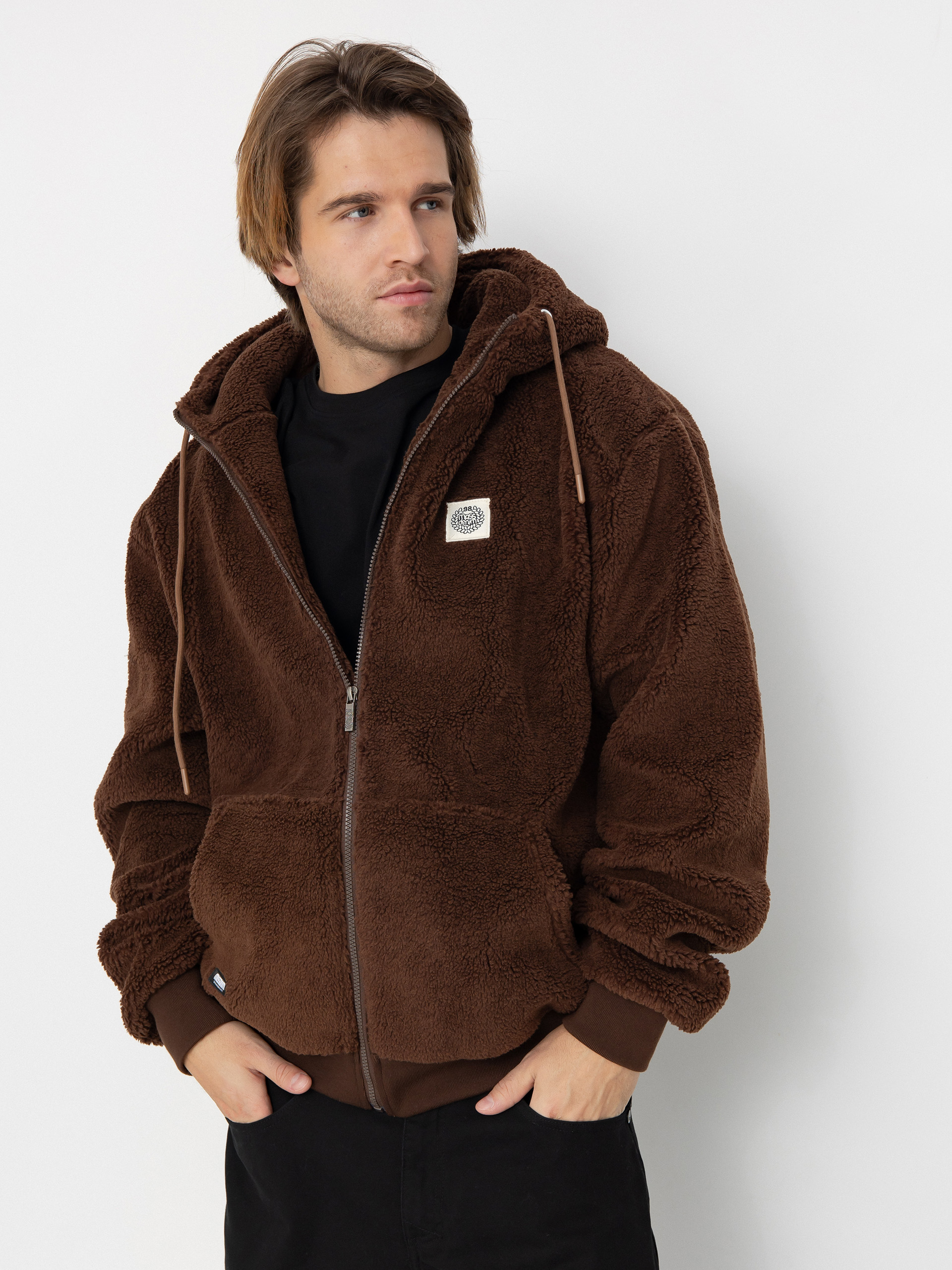 MassDnm Patch Teddy Zip Hoody Jacket (brown)