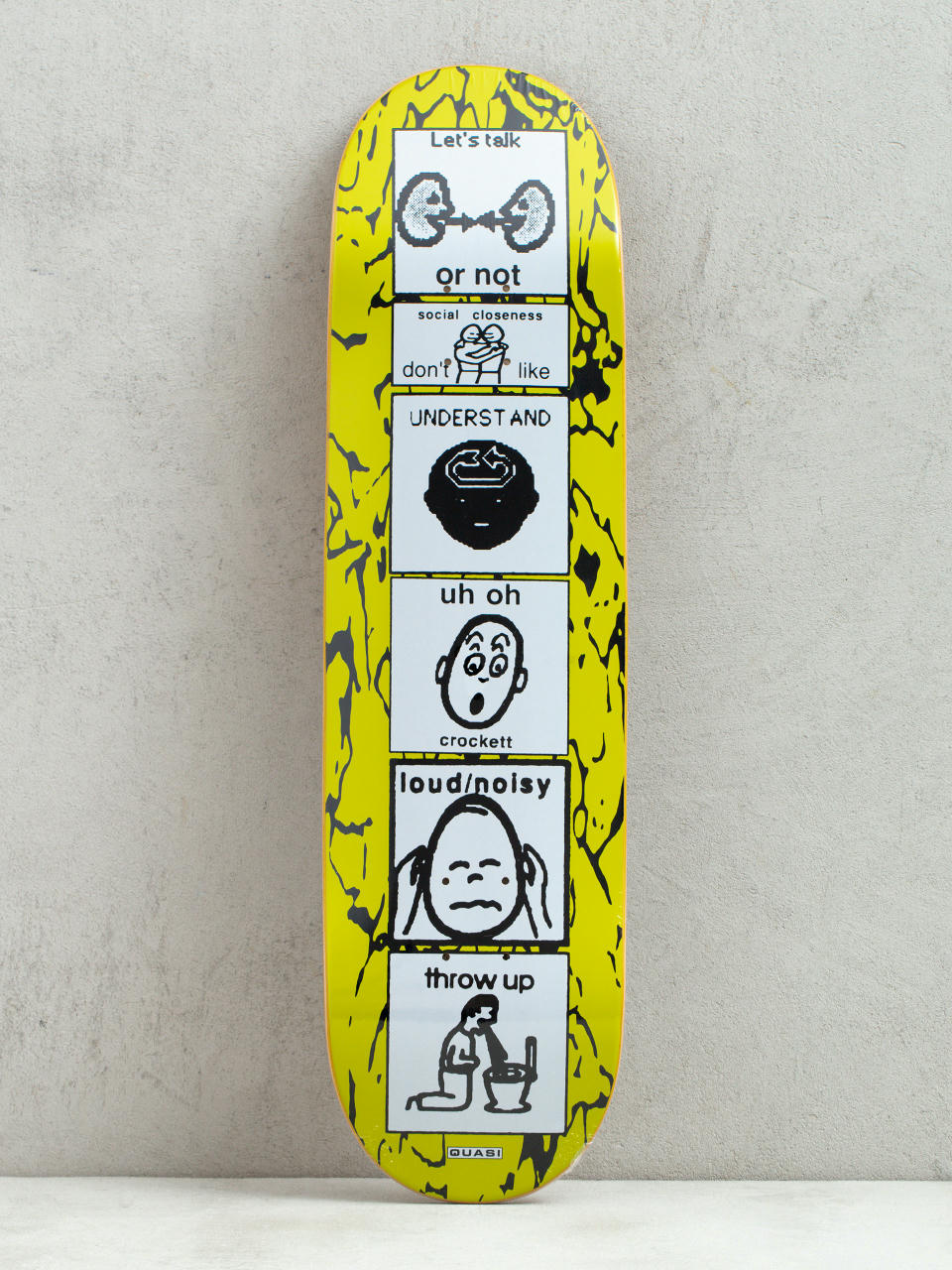 Quasi Skateboards Deck Crockett The Puker (yellow/white)