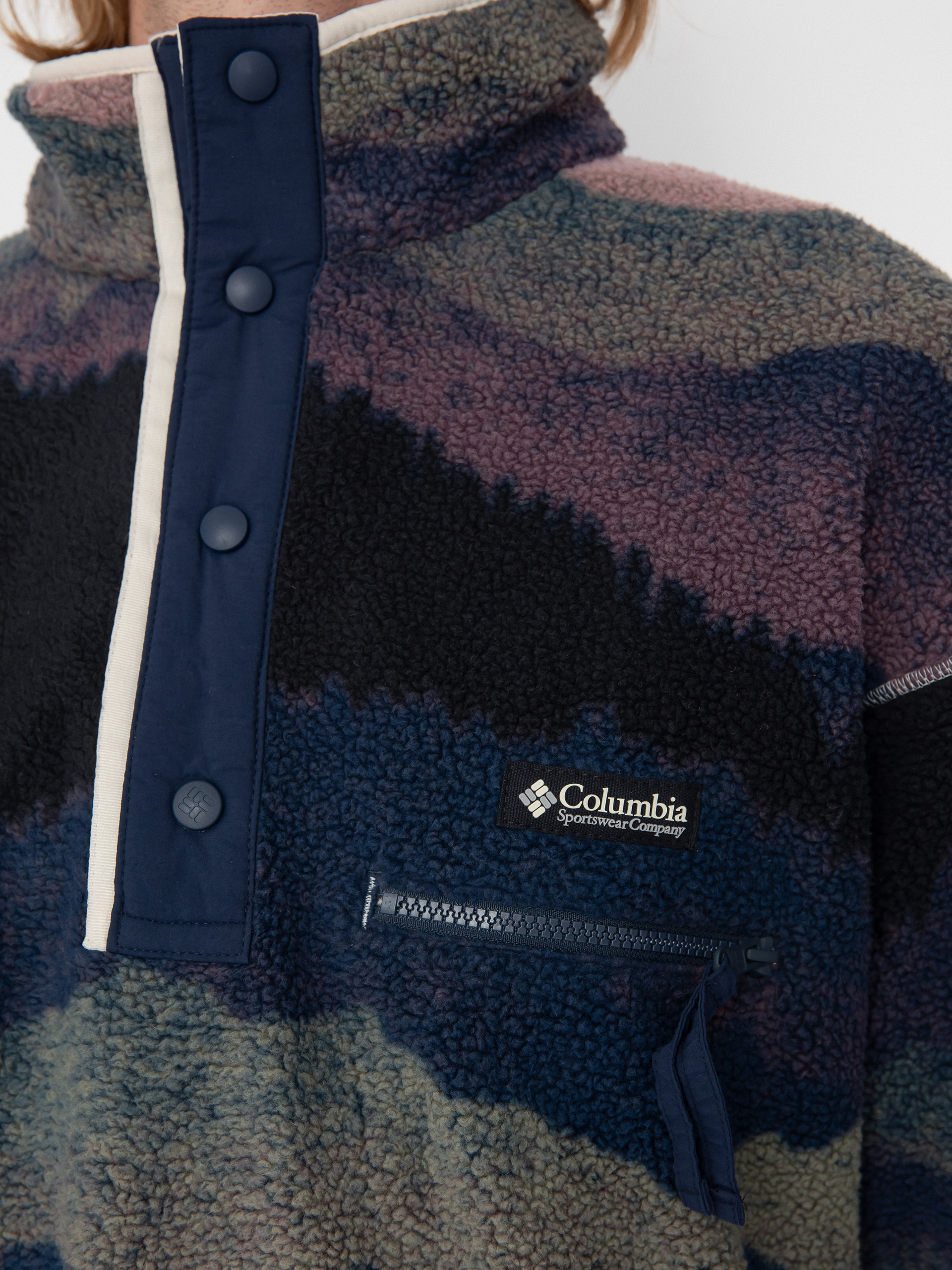 Mens Columbia Fleece  Helvetia II Printed Half Snap (collegiate navy)
